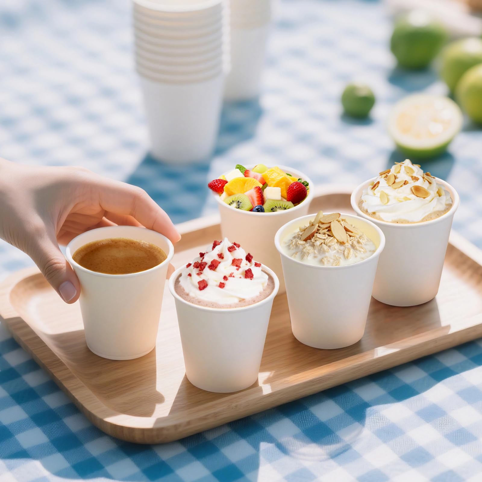 BYSNOW 100 Pack 3 oz Paper Cups, Disposable Bathroom Cups, Small Mouthwash Cups, Mini Paper Cups for Bathroom, White 100Pack