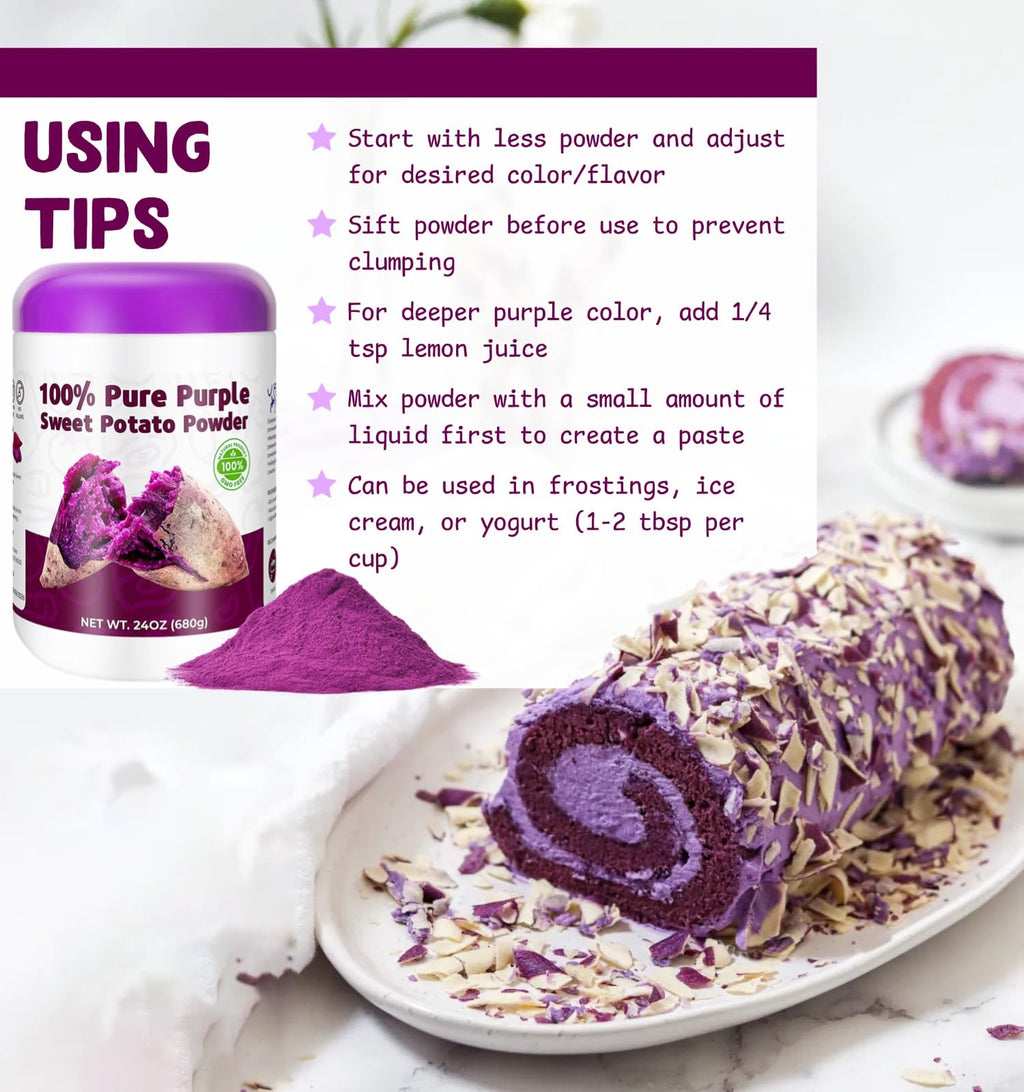 Purple Sweet Potato Powder 11.5oz (326g) - Natural Food Coloring for Baking, Drinks & Smoothies｜Ube/Purple Yam Alternative, Non-GMO, Gluten-Free, Resealable Pack