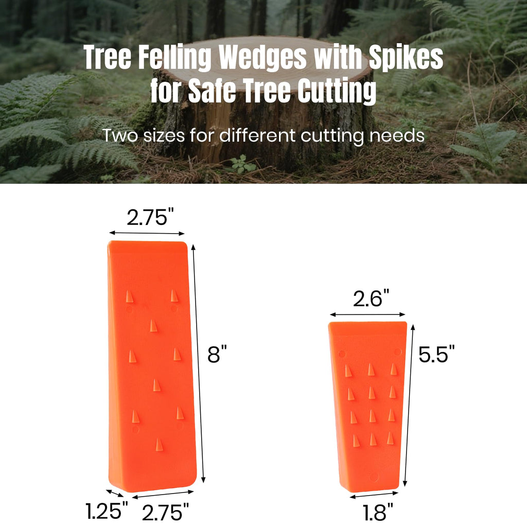 AR-PRO 6 Pack Tree Felling Wedges with Spikes for Safe Tree Cutting – 5.5” Wedges with Storage Bag; 6 Felling Dogs to Guide Trees Stabilize and Safely to Ground for Loggers and Fallers
