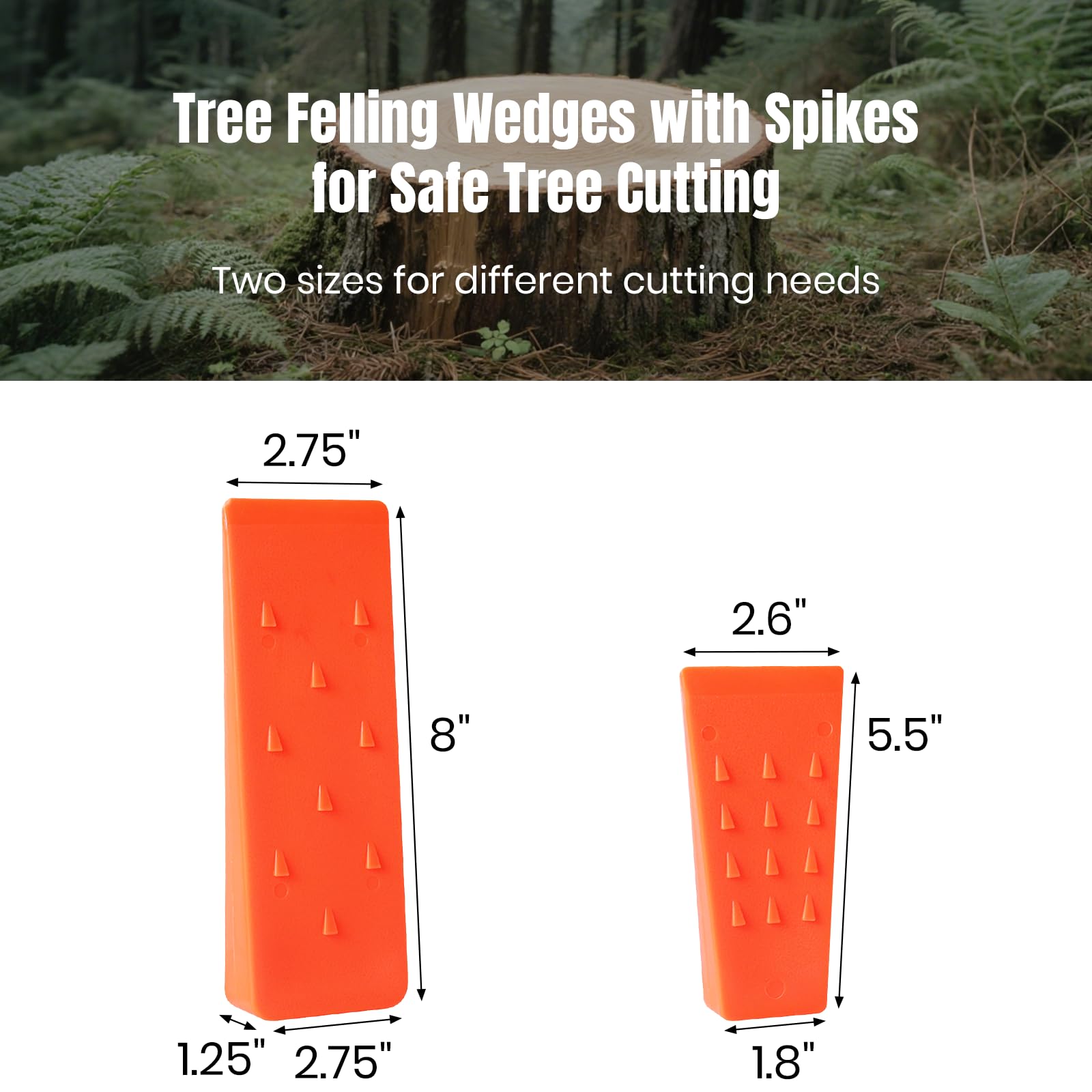 AR-PRO 6 Pack Tree Felling Wedges with Spikes for Safe Tree Cutting – 5.5” Wedges with Storage Bag; 6 Felling Dogs to Guide Trees Stabilize and Safely to Ground for Loggers and Fallers