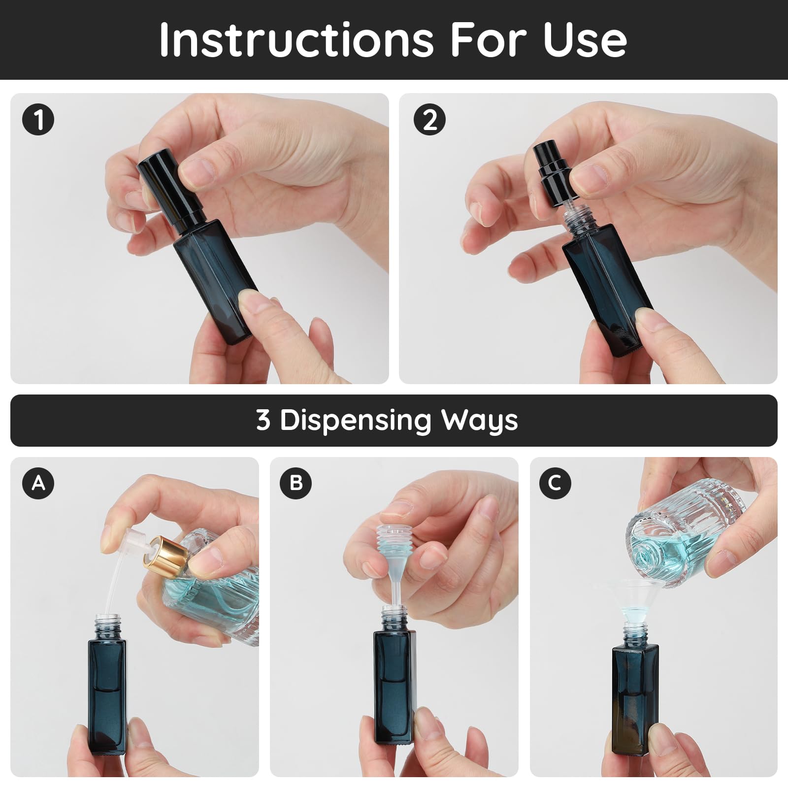 Segbeauty 0.34oz Mini Perfume Spray Bottles, 10Pack 10ml Glass Travel Perfume Atomizer Refillable, Small Empty Cologne Atomizer for Frangrance, Sample Cologne Bottles Sprayer with Refill Tool