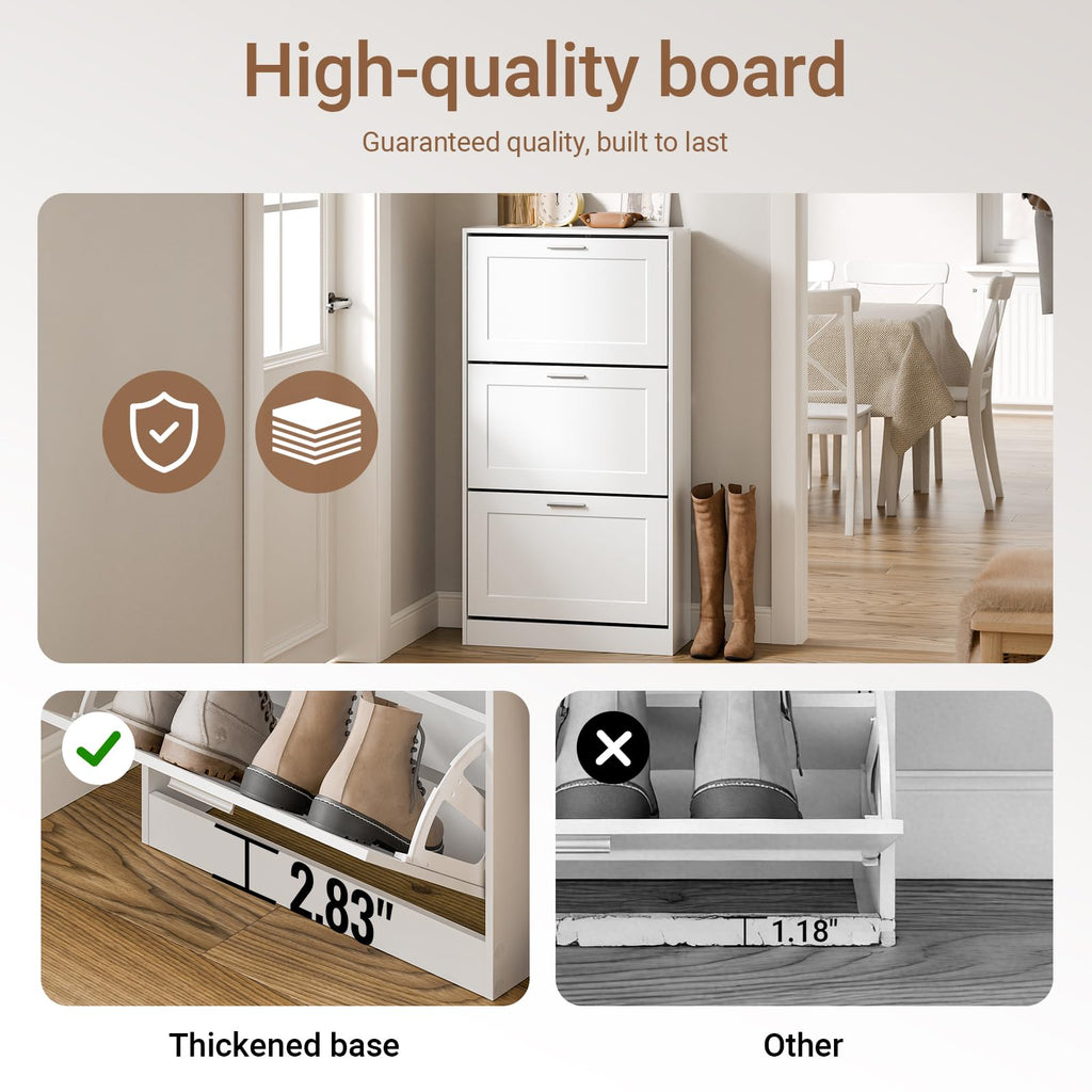Haotian Shoe Cabinet Storage for Entryway, Narrow Shoe Cabinet with Two Flip Drawers to Save Space, Shoe Rack Cabinet for Front Door Entrance Hallway (Black)