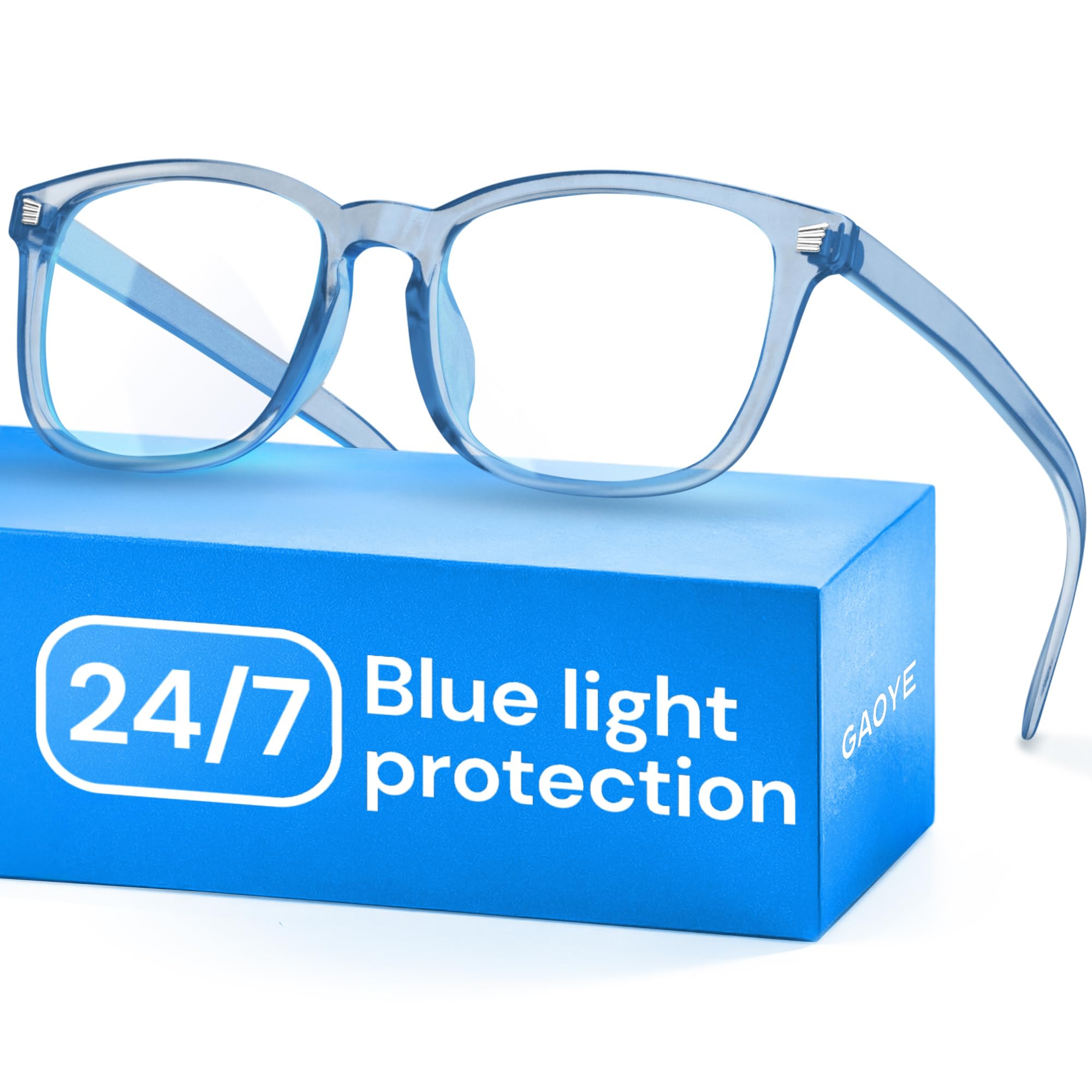 Gaoye Transparent, Clear Blue Light Glasses for Computer & Gaming - Anti UV Ray Lenses, Scratch-Resistant & Comfort Fit