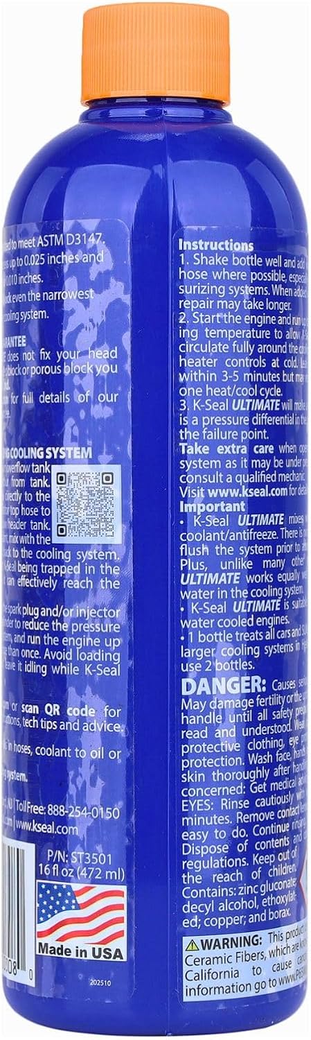 K-Seal ST3501 Pour & Go Head Gasket Sealer, 16 oz – Repairs Blown Head Gaskets, Cracked Heads & Engine Blocks