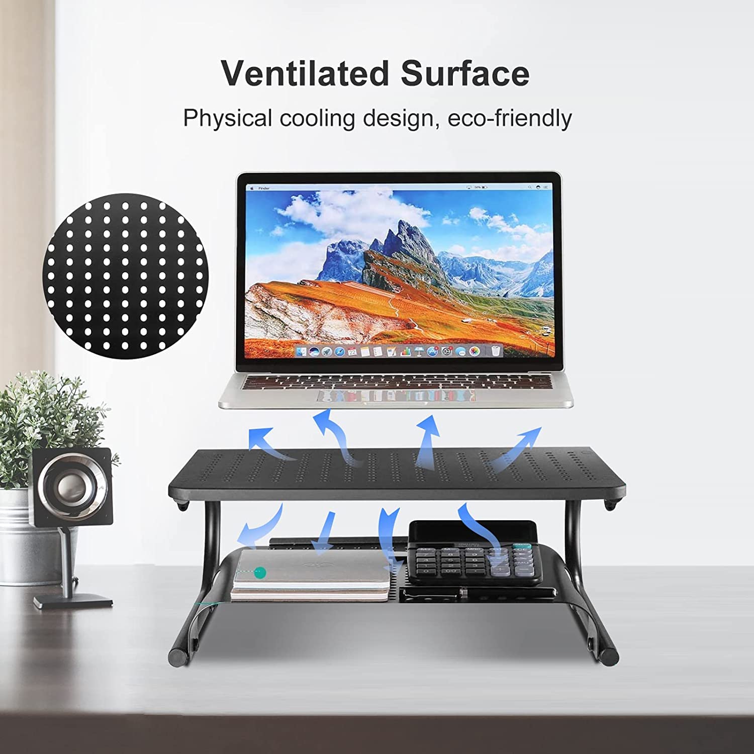 suptek Clamp-on 32 Inch Dual Monitor Desk Mount Riser Shelf Computer Stands for 2 Monitor,Laptop,Printer, Notebook,32.2” x 7.8” x 5.7”