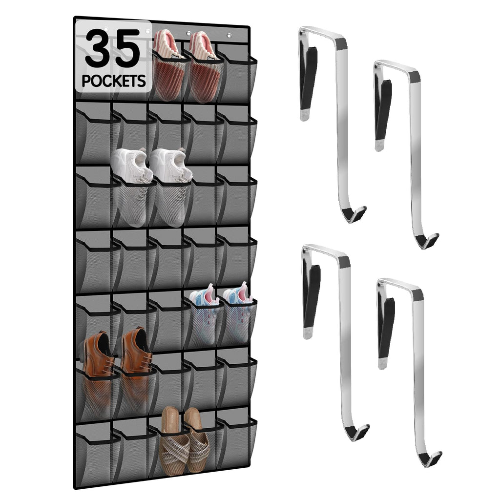 Kotkn 10 Tier Over The Door Organizer - Heavy Duty Hanging Storage Rack with Sturdy Oxford Fabric, Holds 20+ Pairs of Footwear, Boots & Sneakers, Saves 50% Closet Space(Beige)