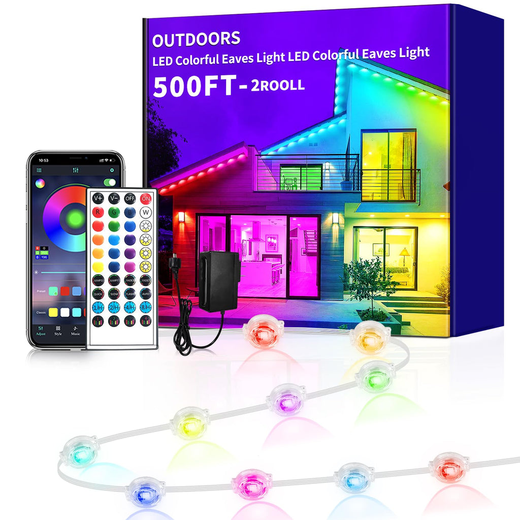 Yocrostar Permanent Outdoor Light,60ft RGB Eave Lights with App Control Remote,IP67 Waterproof LED Lights,Music Sync Outside Light for House,Halloween,Roof,Garden,Christmas Decorations