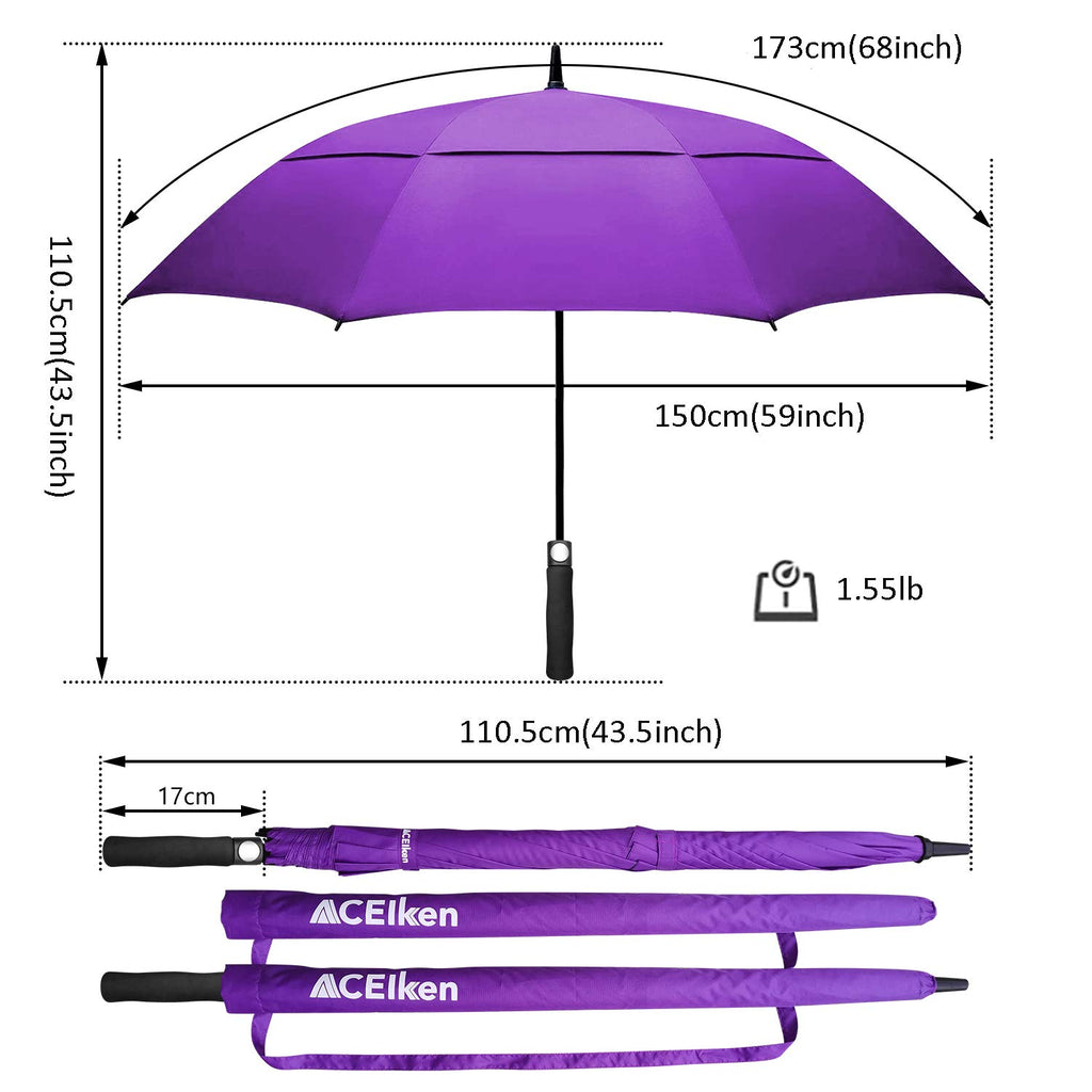 ACEIken Golf Umbrella Large 58/62/68 Inch Automatic Open Golf Umbrella Extra Large Oversize Double Canopy Vented Umbrella Windproof Waterproof for Men and Women