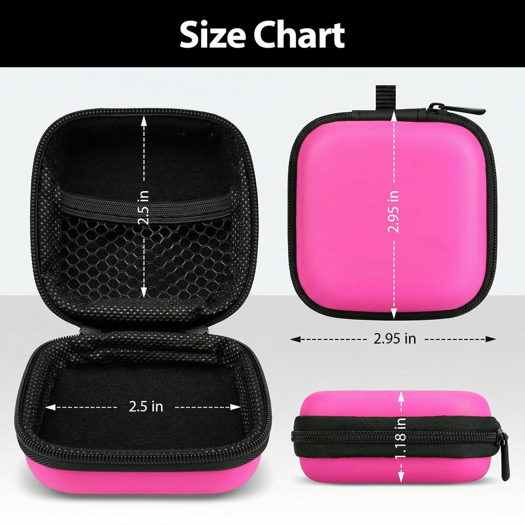 2Pack Oval Earbud Case Portable EVA Carrying Case Storage Bag Cell Phone Accessories Organizer with Carabiner for Earphone, Earbud, Earpieces, SD Memory Card, Camera Chips, Black/Purple