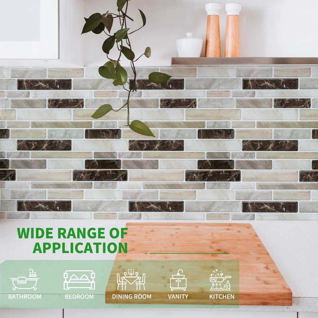 WOWSTAR 10-Sheet Peel and Stick Backsplash Tile for Kitchen, Back Splash Stick On Tiles for Kitchen Wall (Sand)