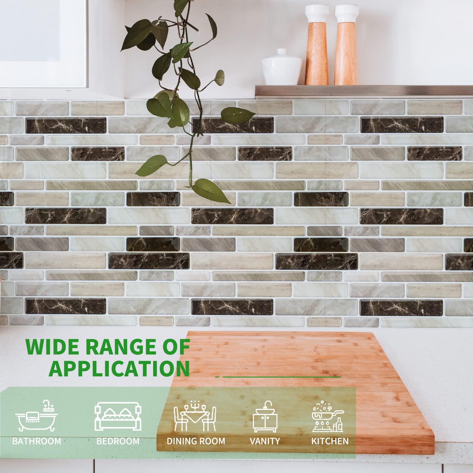 WOWSTAR 10-Sheet Peel and Stick Backsplash Tile for Kitchen, Back Splash Stick On Tiles for Kitchen Wall (Sand)