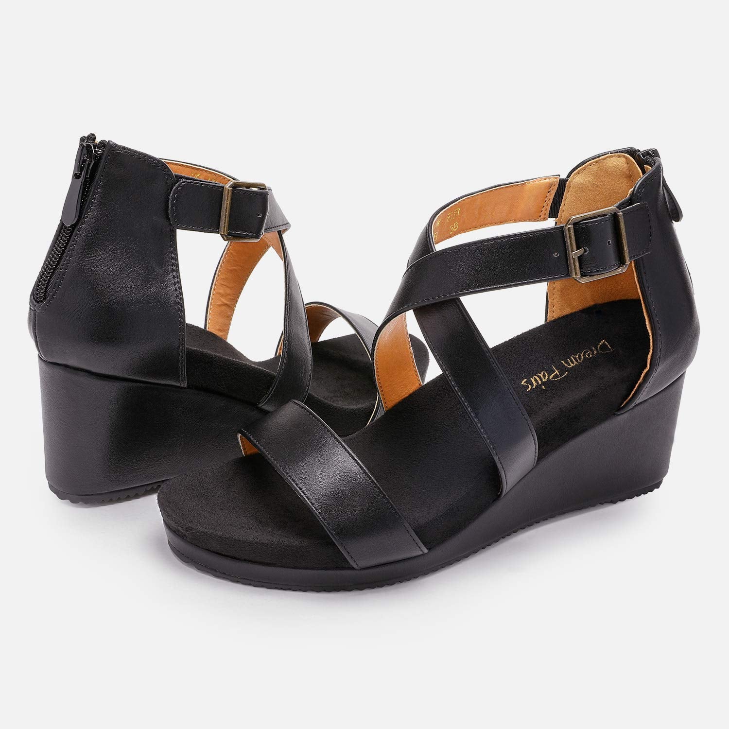 DREAM PAIRS Women's Open Toe Buckle Ankle Strap Summer Platform Wedge Sandals