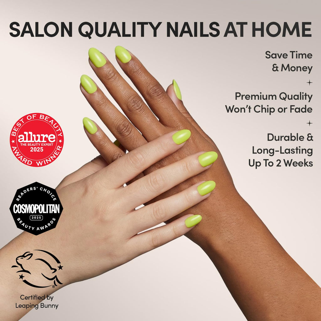 Glamnetic Press On Nails - Cashmere Blue | Opaque Soft Pale Sky Blue Short Squoval Fake Nails, Salon Quality | 15 Sizes - 30 Nail Kit