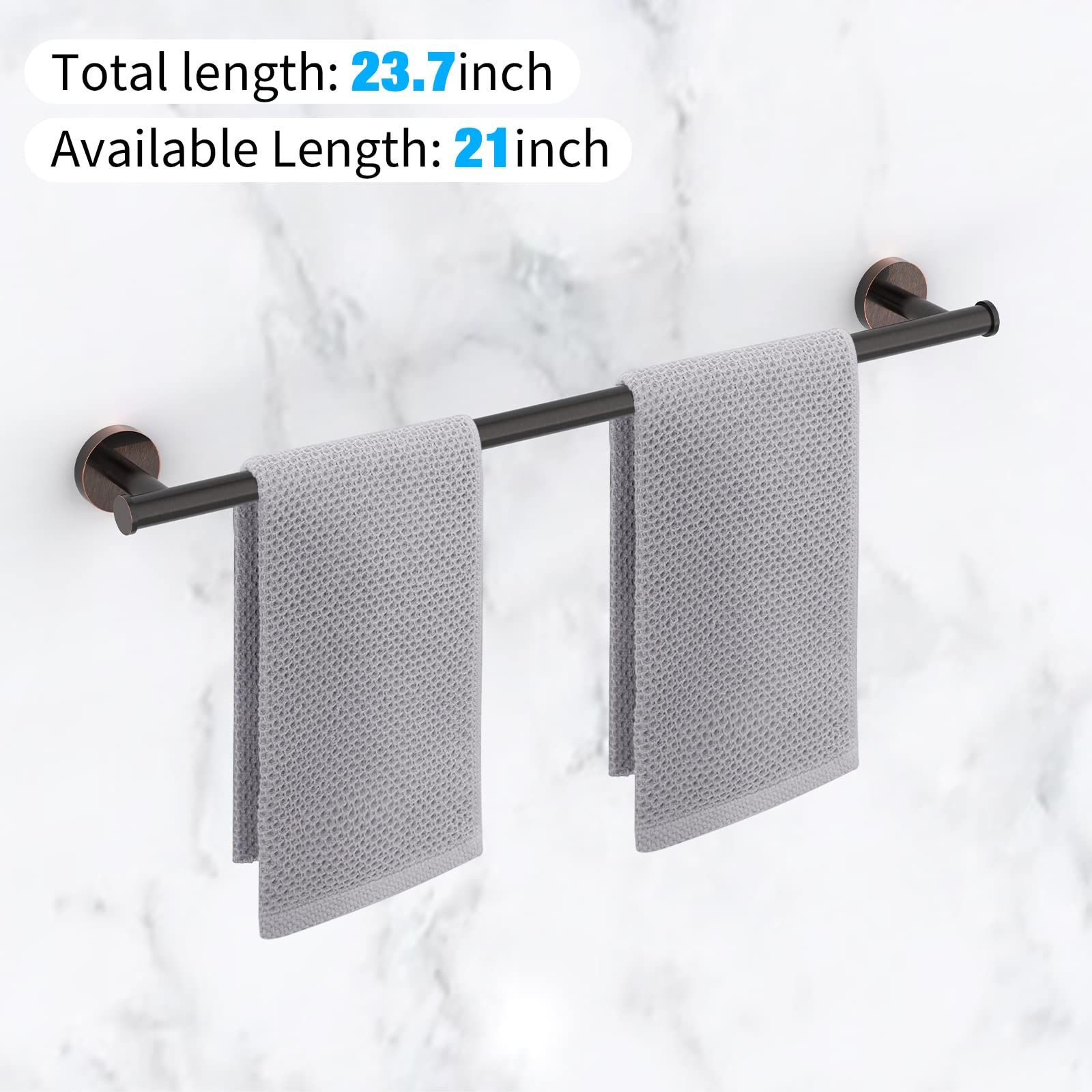 Cilee 2 Pieces Matte Black Bathroom Towel Bar, 24 Inch Double Towel Racks,Bathroom Towel Holder Towel Hanger for Bathroom Stainless Steel Wall Mount