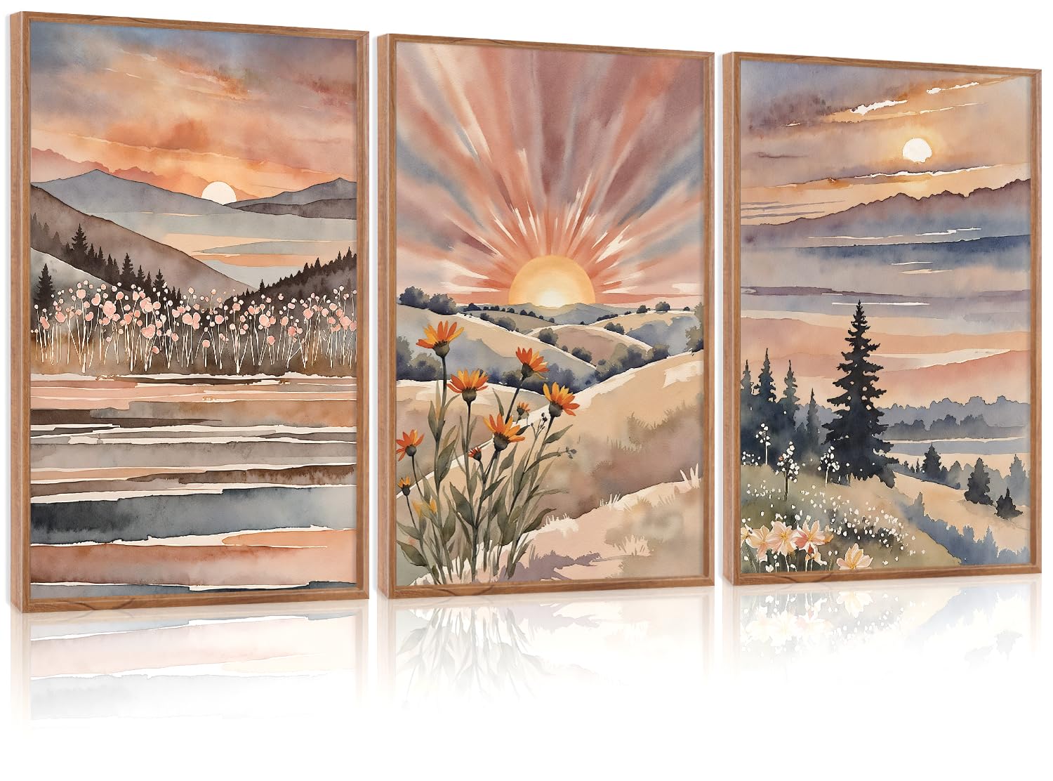 CHDITB Abstract Modern Framed Canvas Wall Art Set, Contemporary Artwork for Home Decor, Neutral Pastel Illustration Wall Painting, Nordic Minimal Zen Art Prints for Living Room Office-16 x24 x3