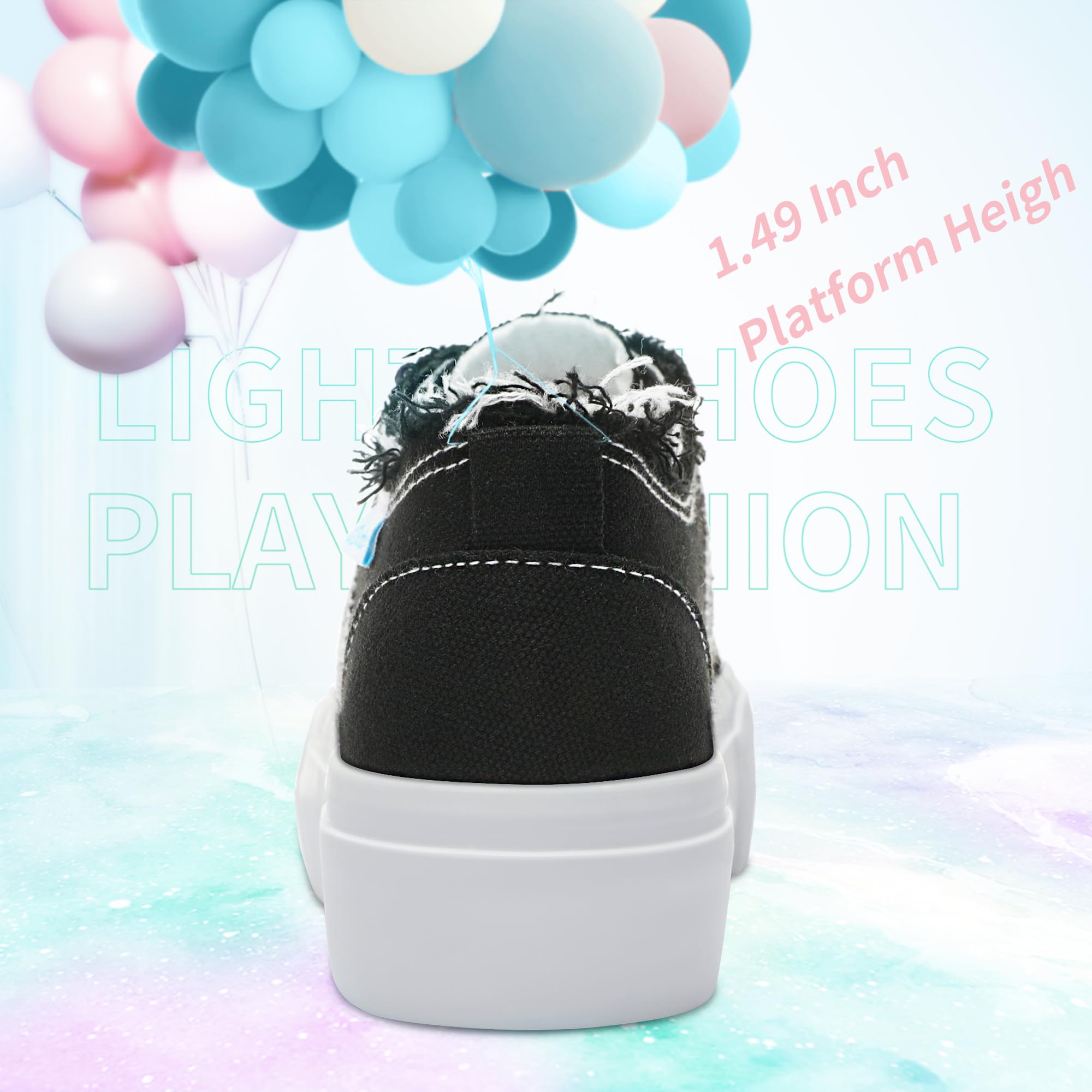 Obtaom Women Platform Canvas Sneakers White Comfort Play Fashion Sneakers Casual Lift Platform Lace Up Shoes Cute Low Top Walking Shoes for Lady