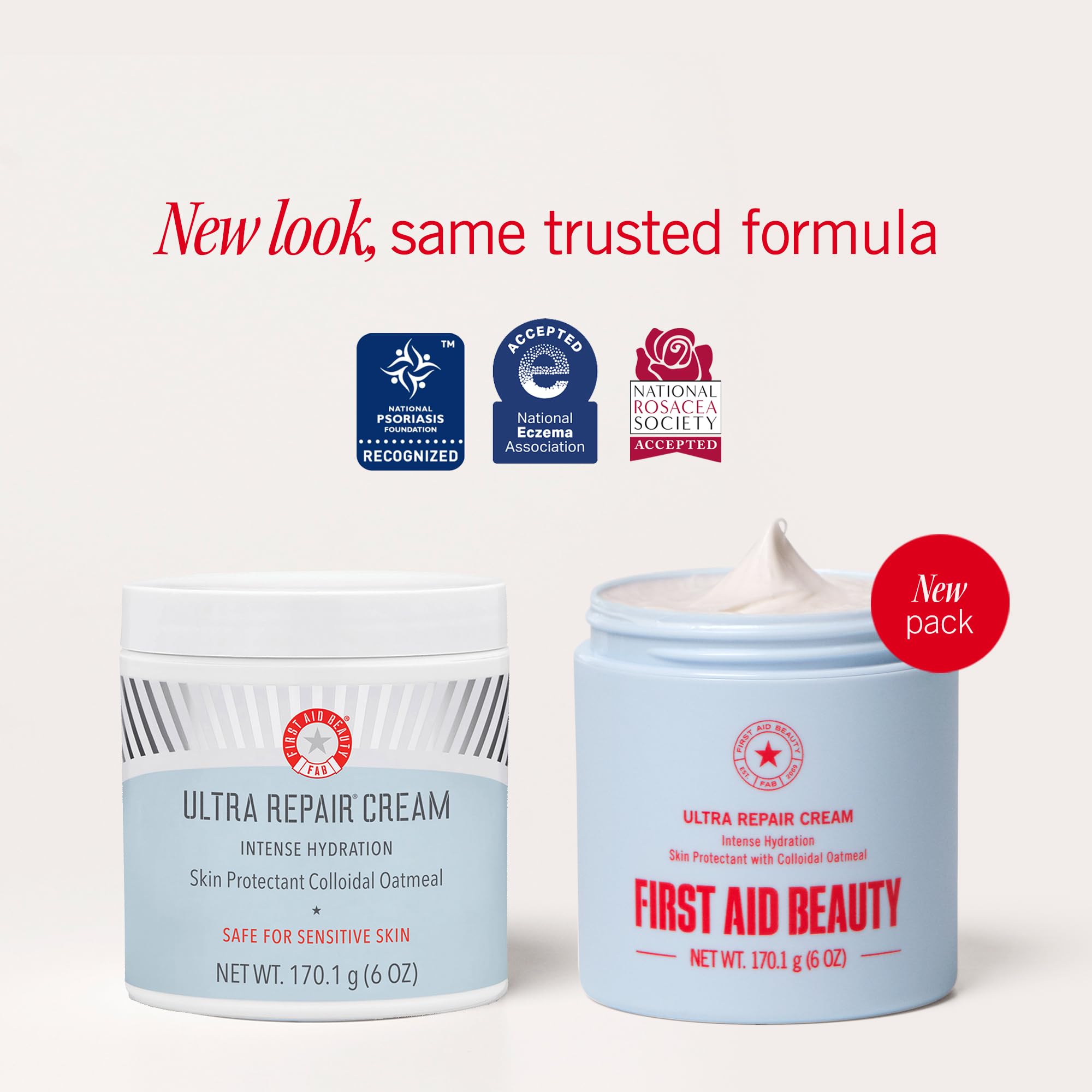First Aid Beauty Ultra Repair Cream, Intense Hydration Face & Body Moisturizer with Colloidal Oatmeal, Helps Relieve Eczema, Dry Skin Barrier Repair, Fragrance Free