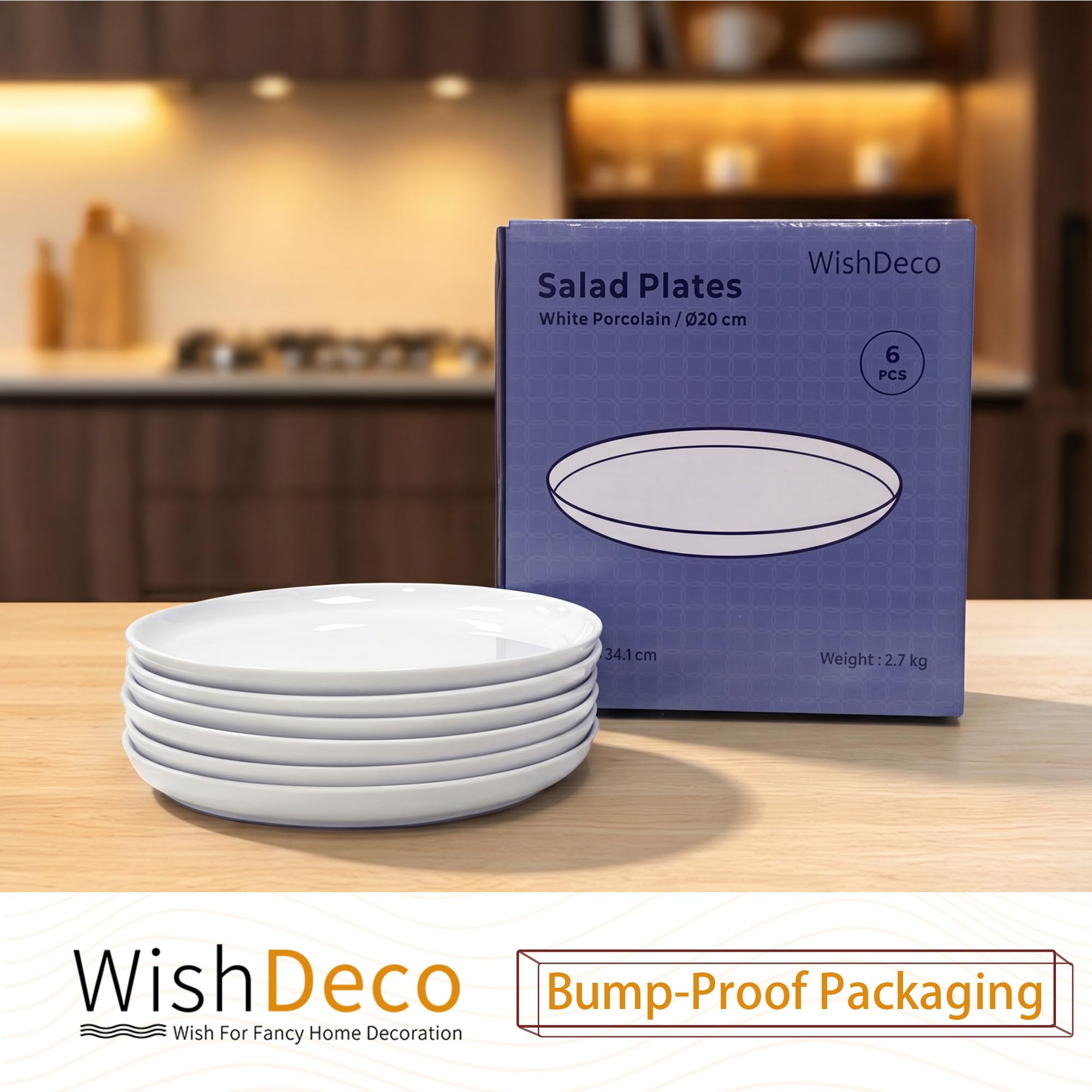 WishDeco White Dinner Plates Set of 4, Ceramic Dining Plates 10.5 inch, Large Salad Plate, Porcelain Kitchen Plate for Pizza, Steak, Microwave and Dishwasher Safe