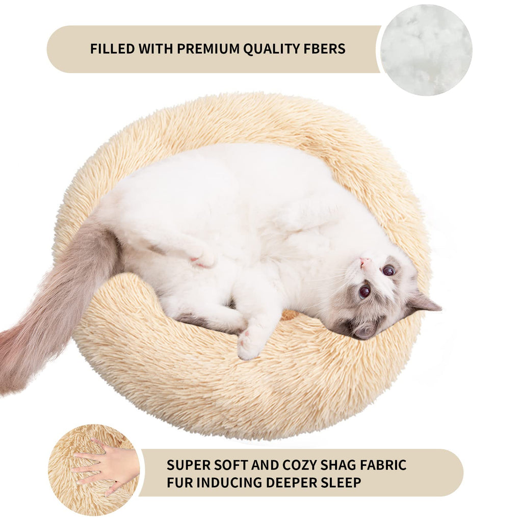 Nisrada Cat Beds for Indoor Cats,15.7 Inch Small Cats Beds, Washable-Round Pet Bed for Puppy and Kitten with Slip-Resistant Bottom