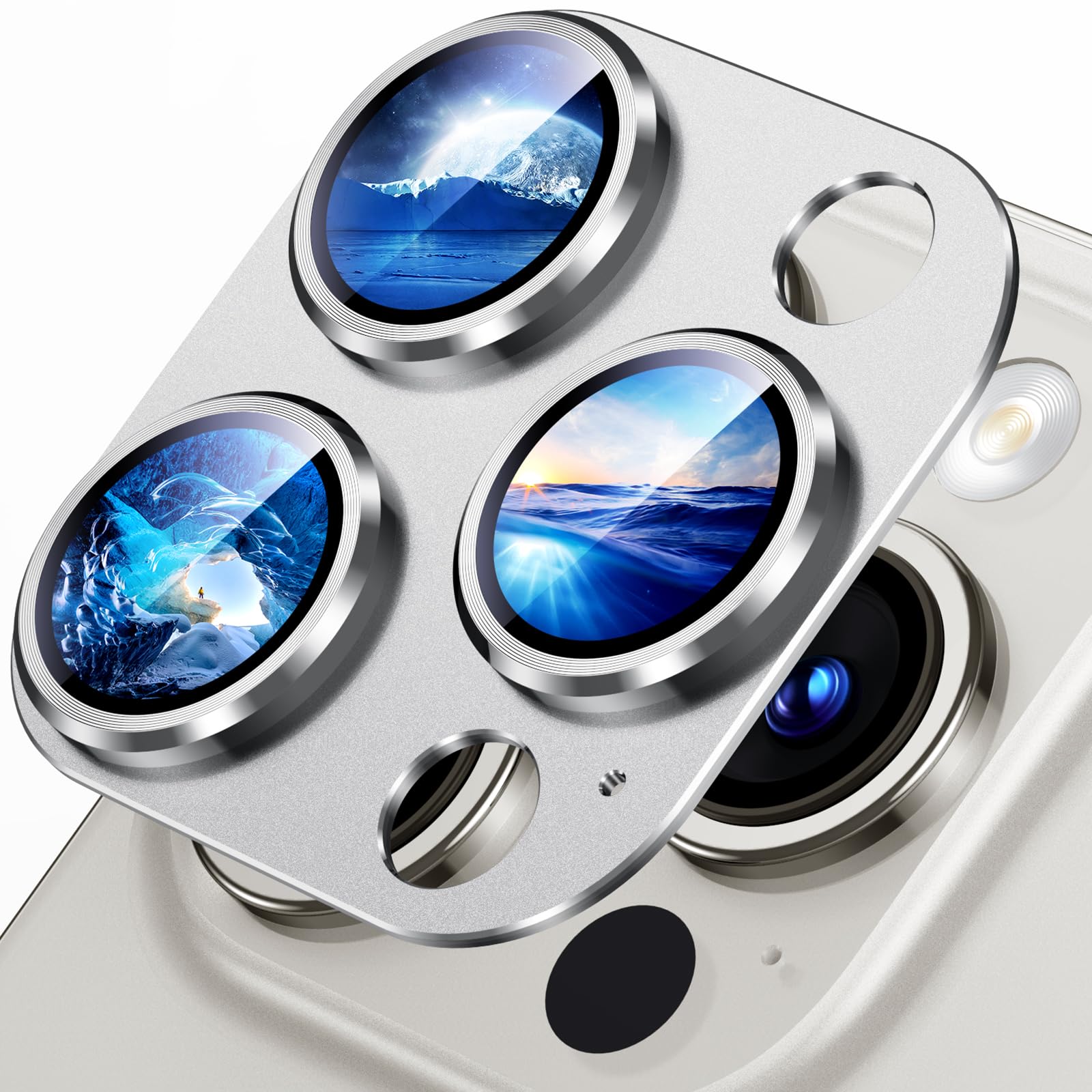 Uyiton Compatible with iPhone 17 Camera Lens Protector - [Not Easy to Break][Strong Adsorption][Case-Friendly] Metal Tempered Glass Rear Camera Screen Cover - Black