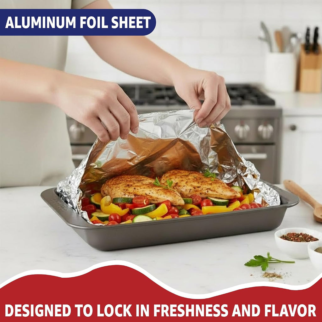 18" x 500' Heavy Duty Commercial Grade Food Safe Aluminum Foil Roll - Durable and Tear Resistant for Cooking, Grilling, and Roasting - Ideal for Restaurants, Catering, and Professional Kitchens