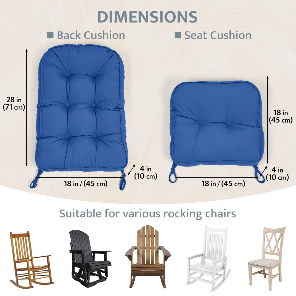 mudilun Rocking Chair Cushion - Non-Slip Tufted 4-Inch Thickened Rocking Chair Cushions with Ties Indoor/Outdoor Wooden Rocking Chair Pad for Living Rooms, Bedrooms, and Balconies