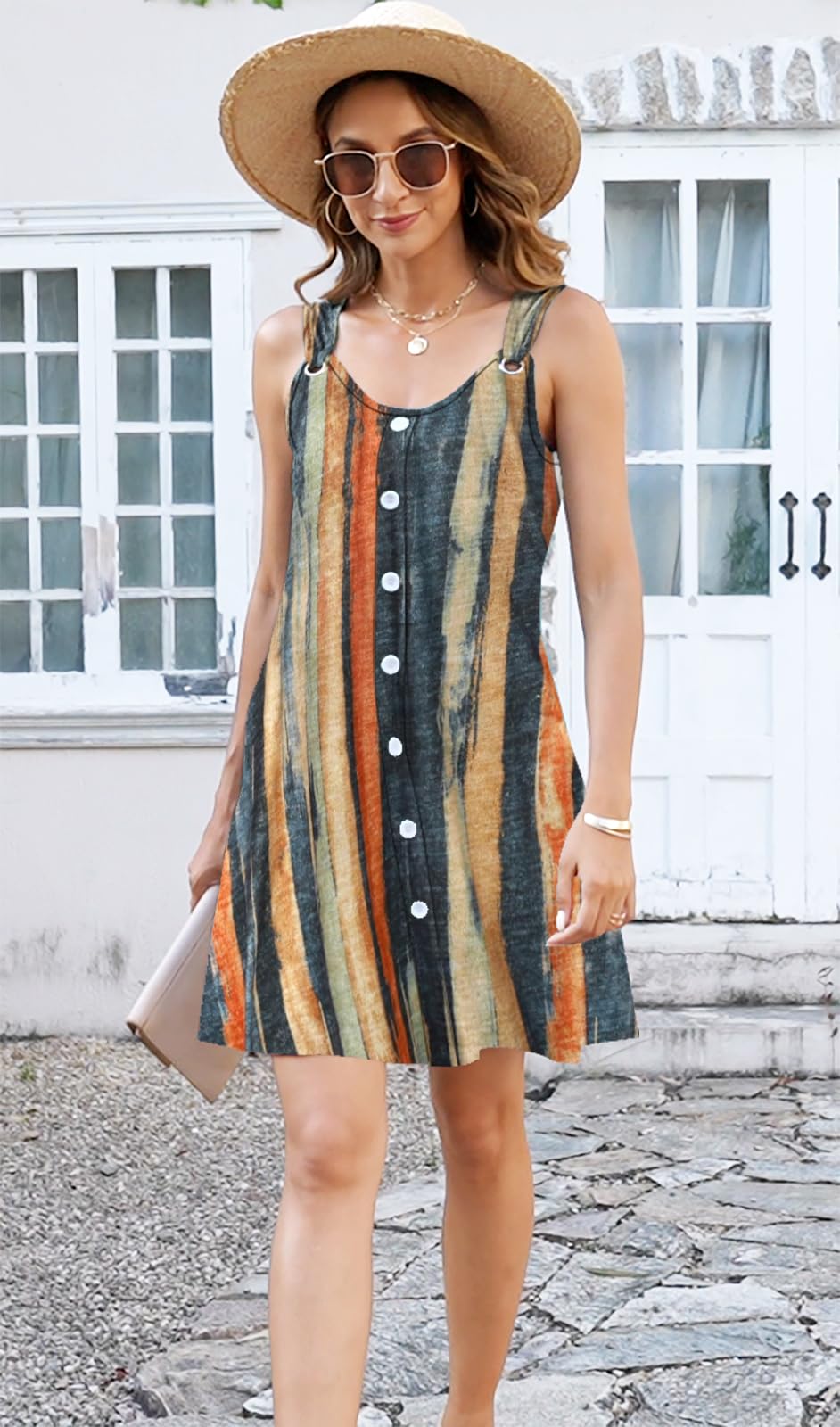 Disamer Summer Dresses for Women 2026 Sundresses Beach Swimsuit Coverups Vacation Sleeveless Button Down Spring Sun Dress