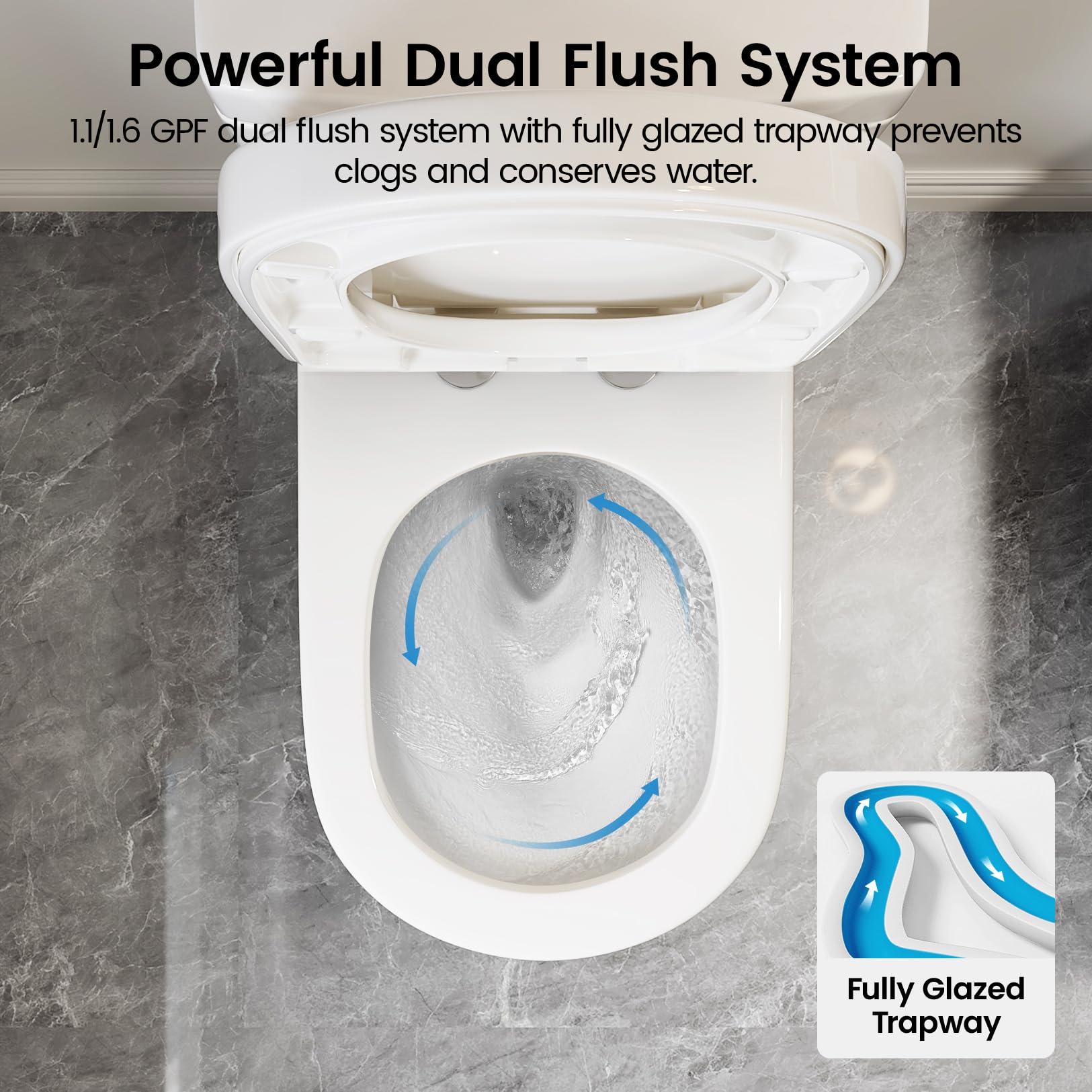 Compact One Piece Toilet for Bathroom, Space-Saving Powerful Dual Flush Round Small Toilet, Average 1.28 GPF, Skirted Design with Upgraded UF Quiet & Soft Close Seat (10" Rough-in Toilet)