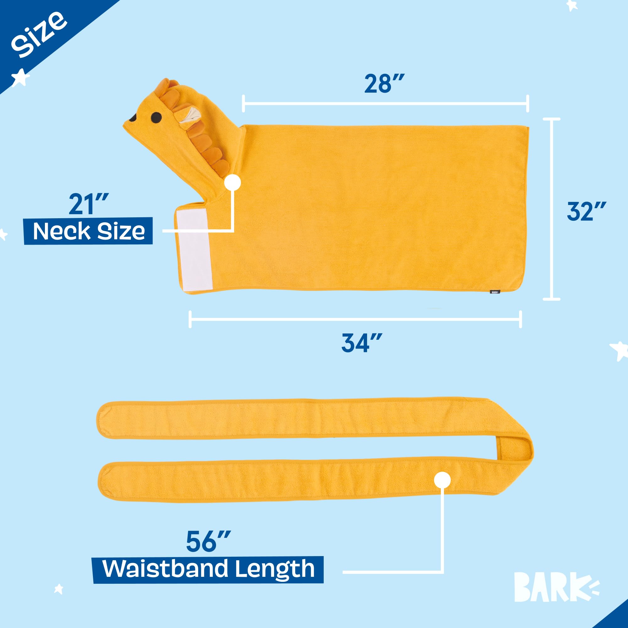 Barkbox Dog Bathrobe Fast Drying with Hook and Loop Closure & Wrap Tie Snuggle, Cute Dogs Clothes, Easy to Clean, Machine Washable, Dog Coats and Tumble Dry Low - Bunny, Medium