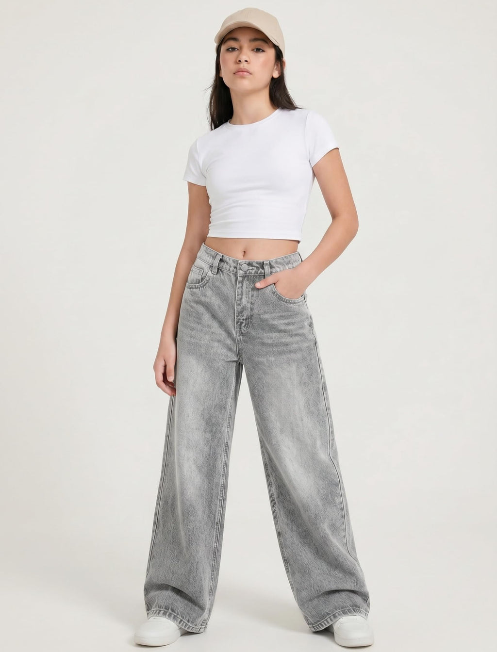 EXARUS Girls Jeans Baggy Wide Leg Cute Teen Tween Long Denim Pants Clothes Tall Junior Elastic Band Pockets