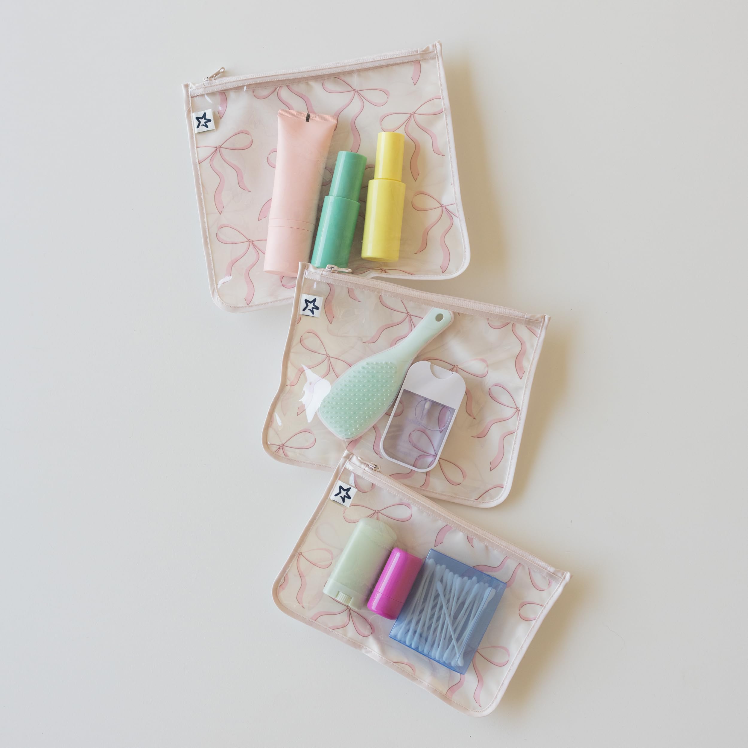 Tiny Twinkle Diaper Bag Organizing Pouches|3 Pack Mess-Proof Clear Front Travel Organizer Bags&TSA Approved Toiletry Bag Set for Baby and Mom Essentials