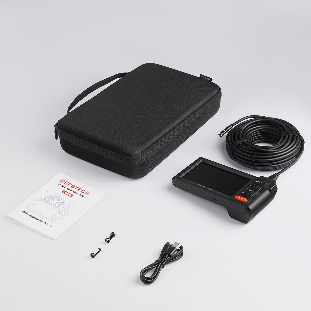 50FT Triple Lens Sewer Camera, DEPSTECH Borescope with 5" IPS Screen, 1080P Endoscope with Light, Flexible Snake Inspection for Wall, Plumbing, Automotive Engine Inspect