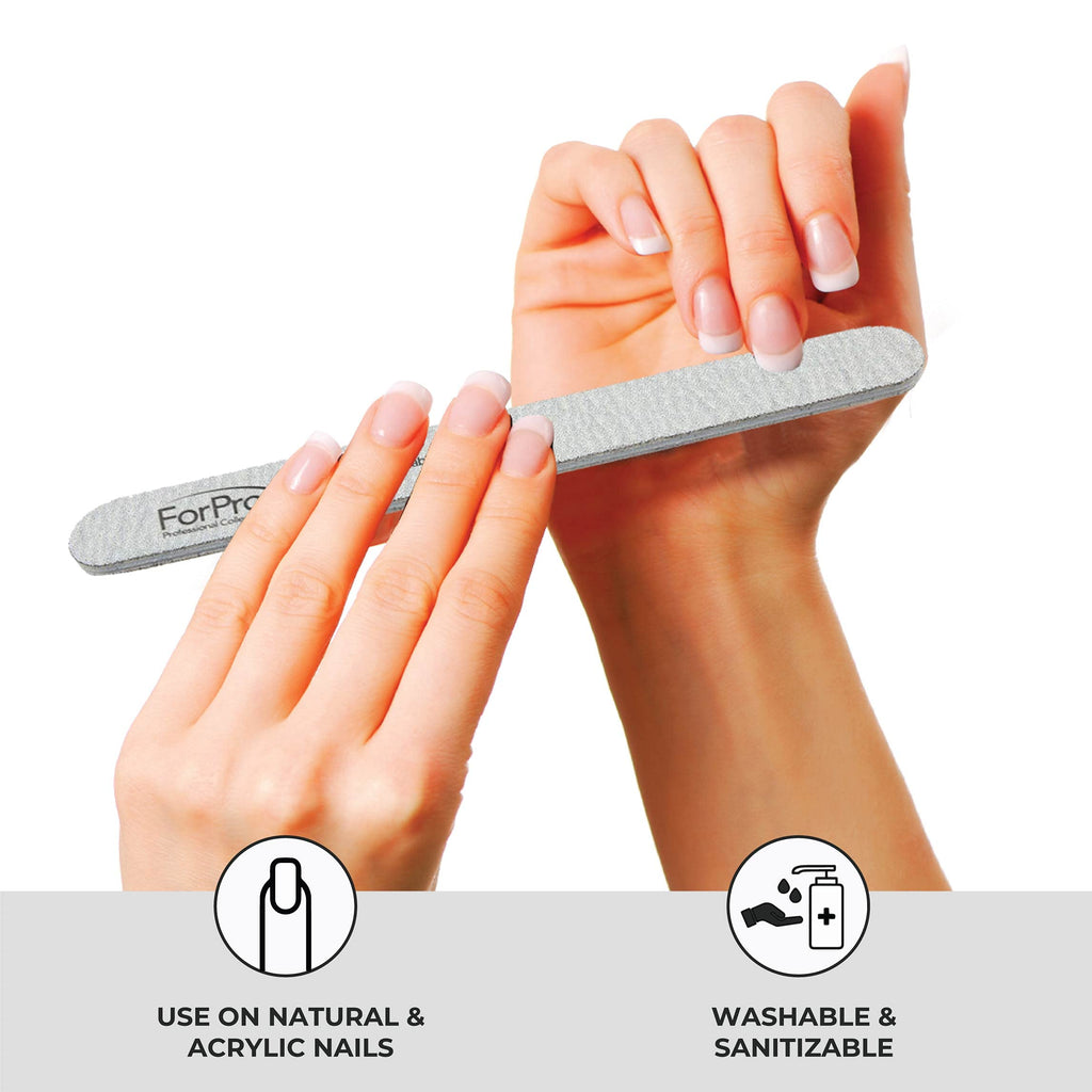 ForPro Professional Collection ForPro Zebra Foam Board, 80/80 Grit, Double-Sided Manicure Nail File, 7 inches L x .75 inches W, Black, 50 Count