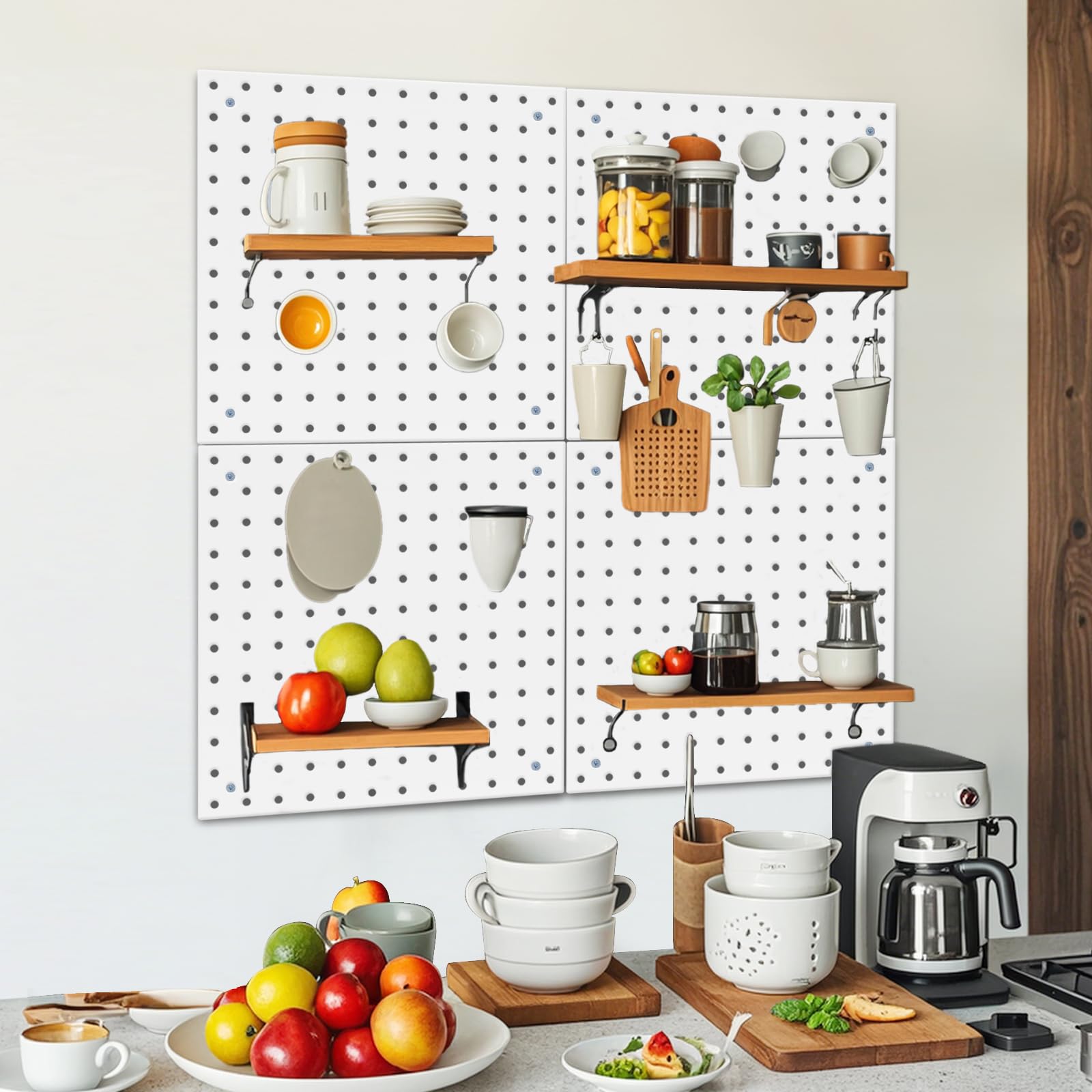 Peg Board,Steel Organization Panels, Ideal for Garage Tool Storage, Office Organization, Craft Room, Kitchen,Pack of 4 (Black, 4-12X12)
