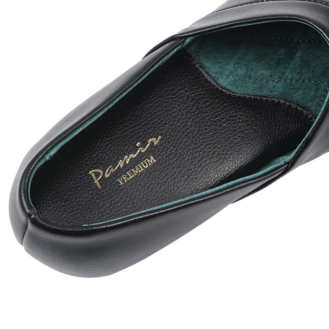 PAMIR Men's Opera Genuine Leather House Slippers | Full back slippers, 100% breathable leather, silent suede outsole, memory foam, hand turned, great gift for him
