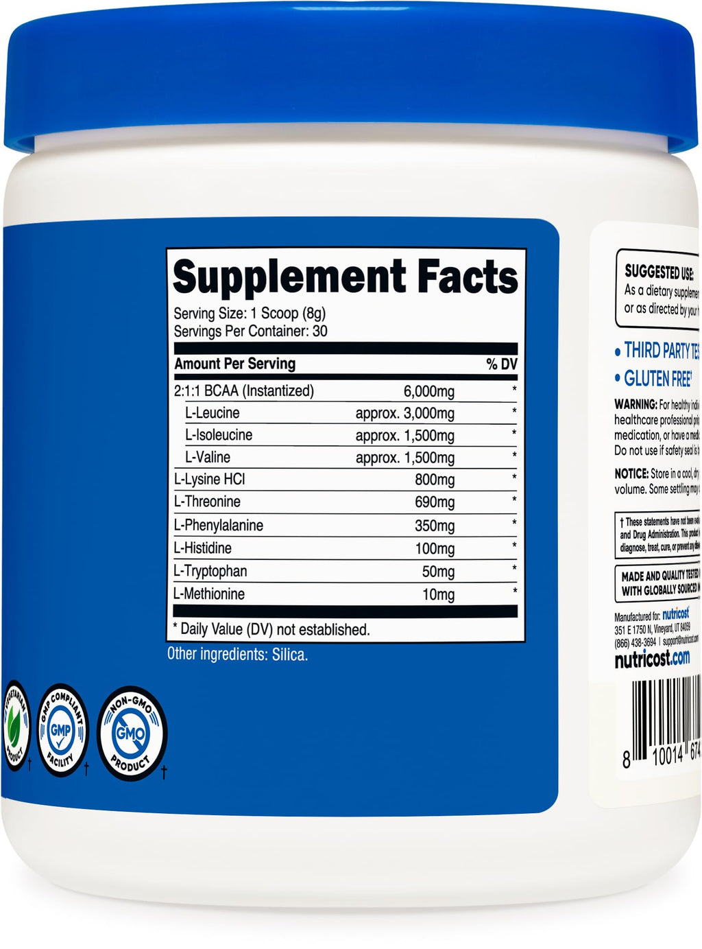 Nutricost EAA Powder 30 Servings (Blue Raspberry) - Essential Amino Acids - Non-GMO, Gluten Free, Vegetarian Friendly