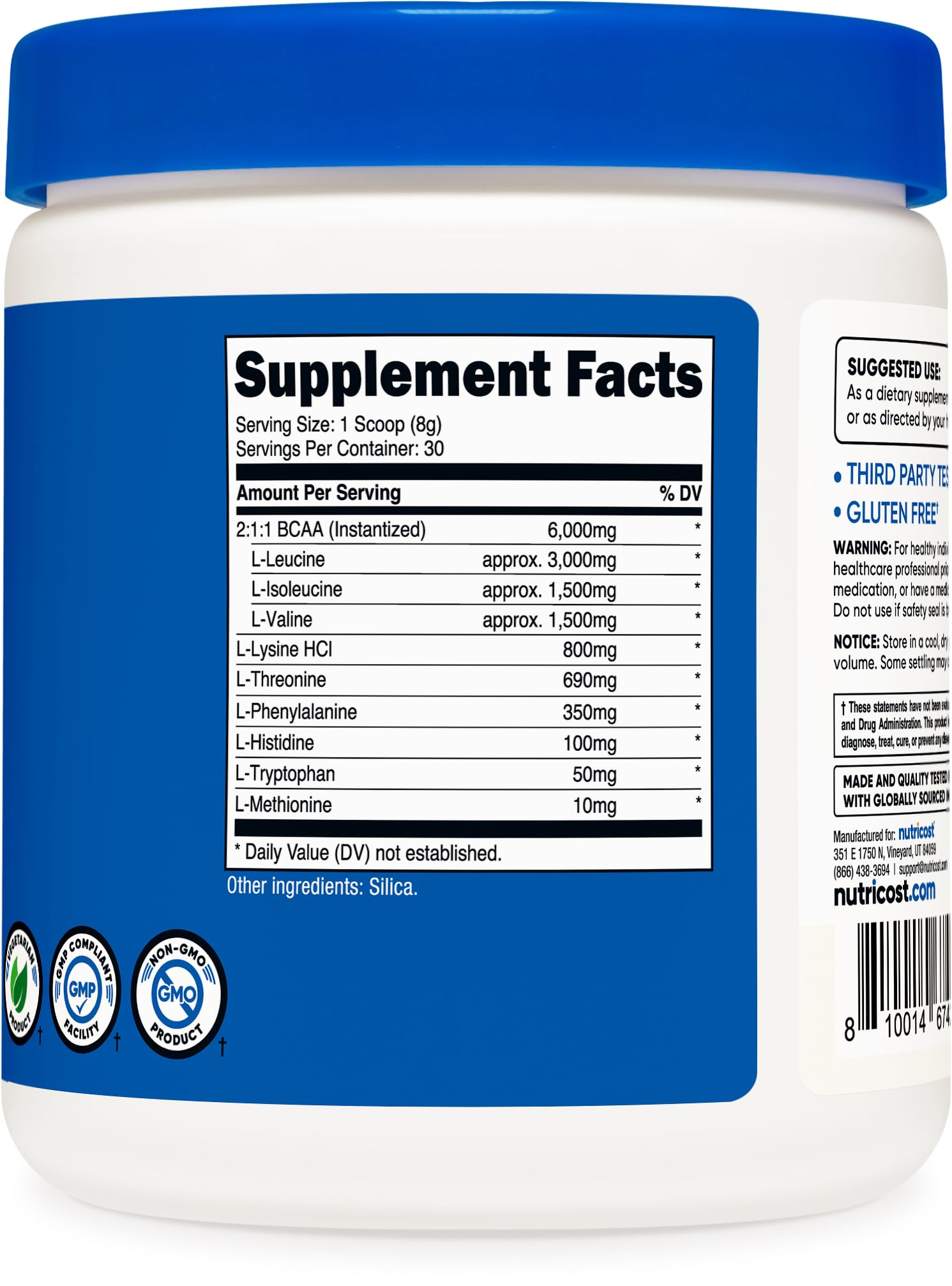 Nutricost EAA Powder 30 Servings (Blue Raspberry) - Essential Amino Acids - Non-GMO, Gluten Free, Vegetarian Friendly