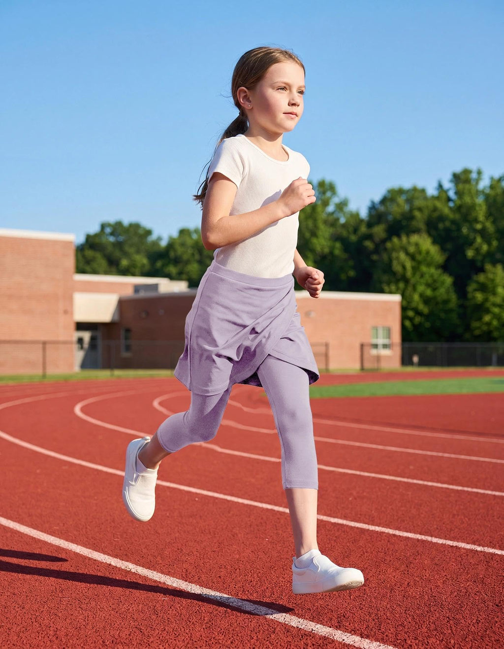 CharmWM Girls High Elastic Waist Capri Pants Kids Cute Active Golf Tennis Skorts Leggings Skirts Trousers