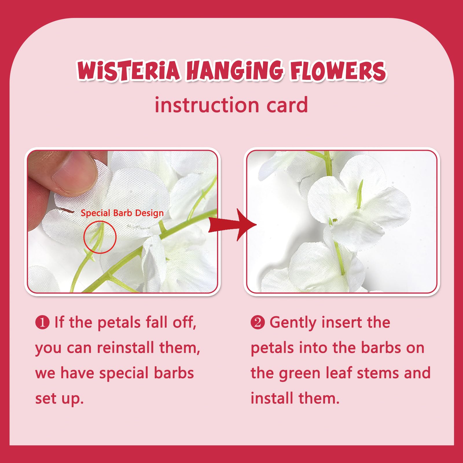 5 Pack Pink Wisteria Hanging Flowers Garland, 3.77 Feet Artificial Flower Vines, Fake Wisteria, Artificial Vines Hanging Garland for Backdrop Outdoor Yard Garden Decor