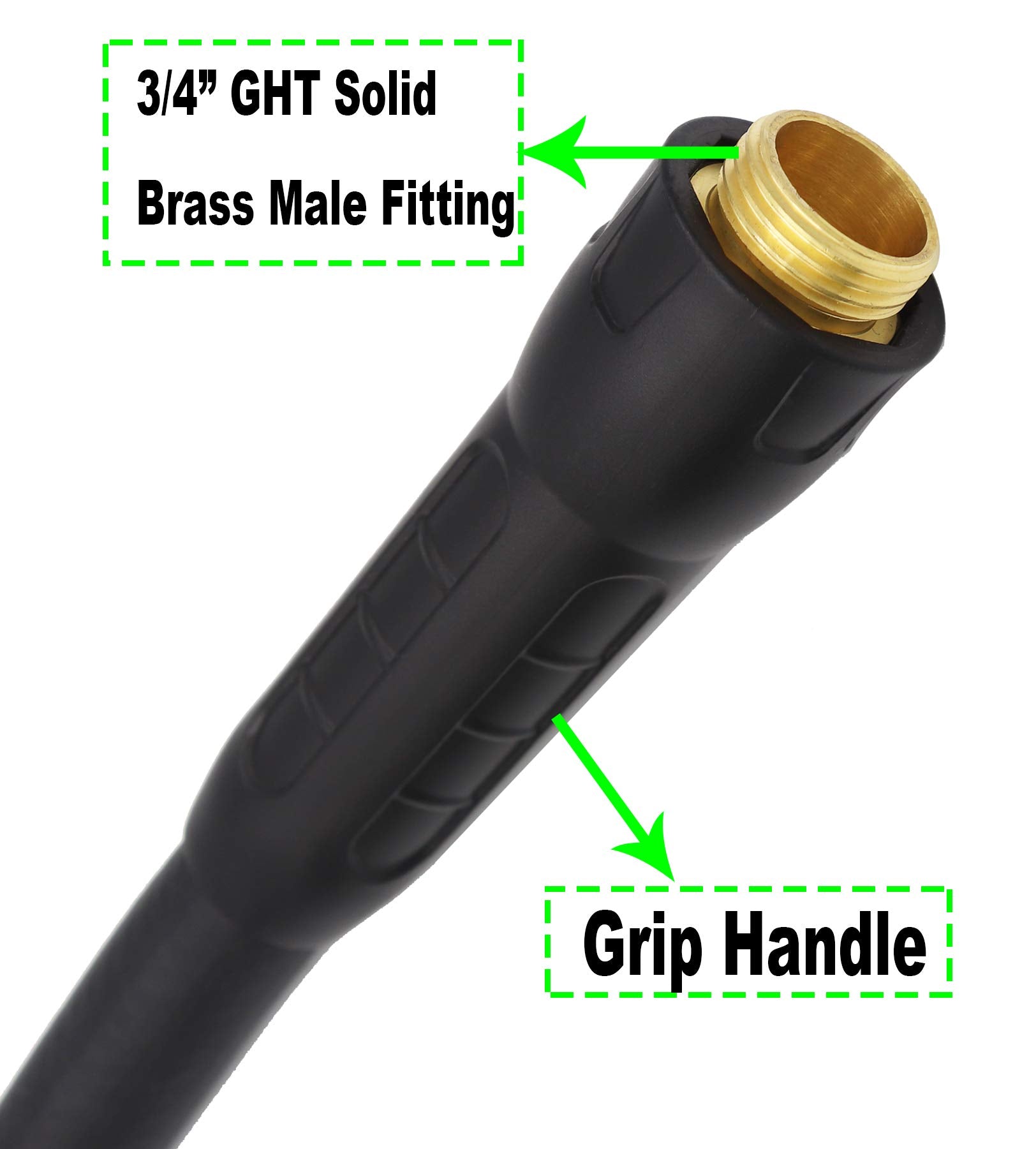 Hybrid Lead In Garden Hose 5/8 IN. x 6 FT, Heavy Duty, Lightweight, Flexible with Rotatable Grip Handle and Solid Brass Fittings