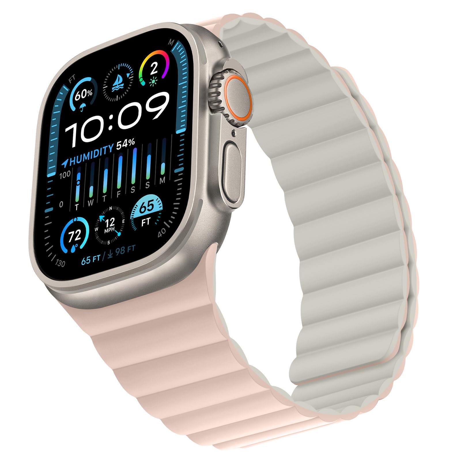 Bisikor Compatible with Apple Watch Band 49 46 45 44 42 41 40 38mm, Double Sided Wearable Silicone Magnetic Strap for iWatch Ultra SE Series 11 10 9 8 7 6 5 4 3 2 1 (38/40/41/42, Beige/Gray)