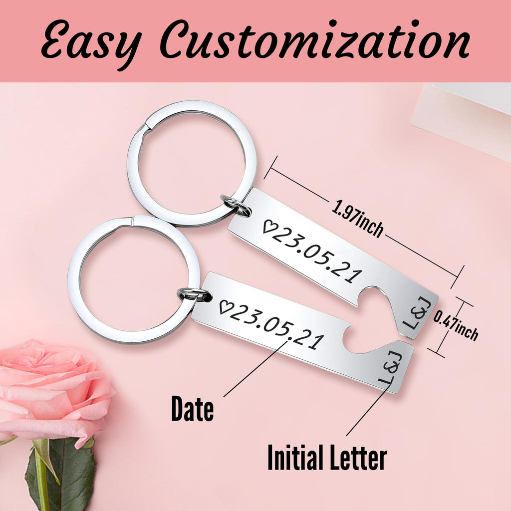 Customized Double-sided Keychain Stainless Steel Personalized Engraved Text Name Keychain Gifts for Men and Women
