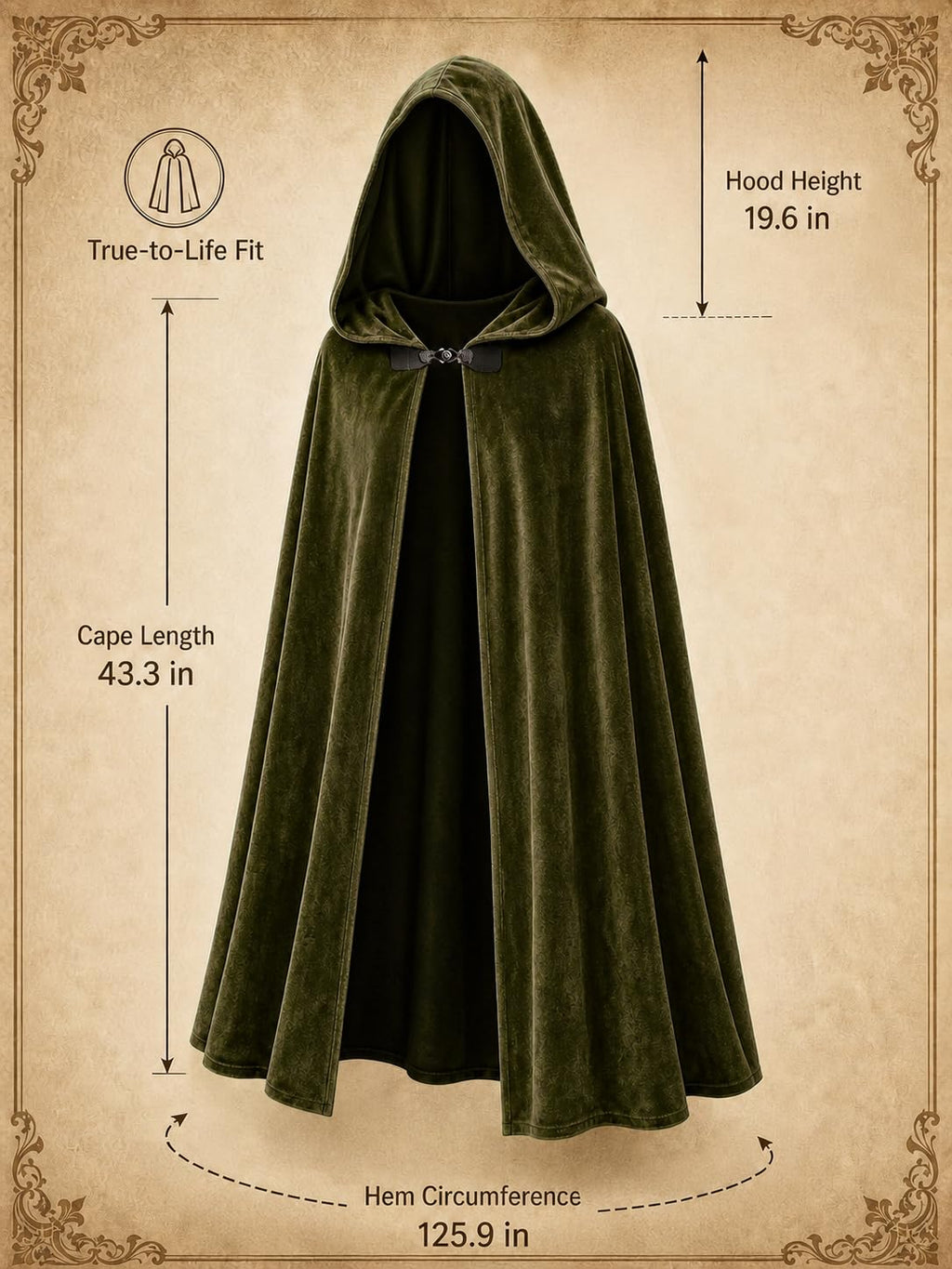 JEGERMIG Medieval Hooded Cloak Halloween Renaissance Costume