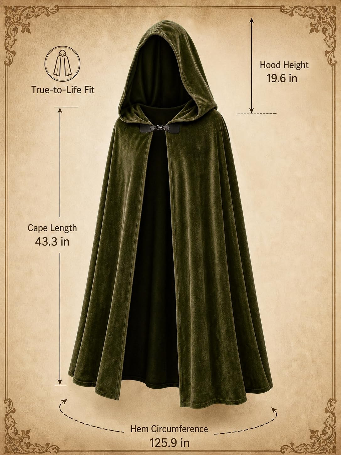 JEGERMIG Medieval Hooded Cloak Halloween Renaissance Costume
