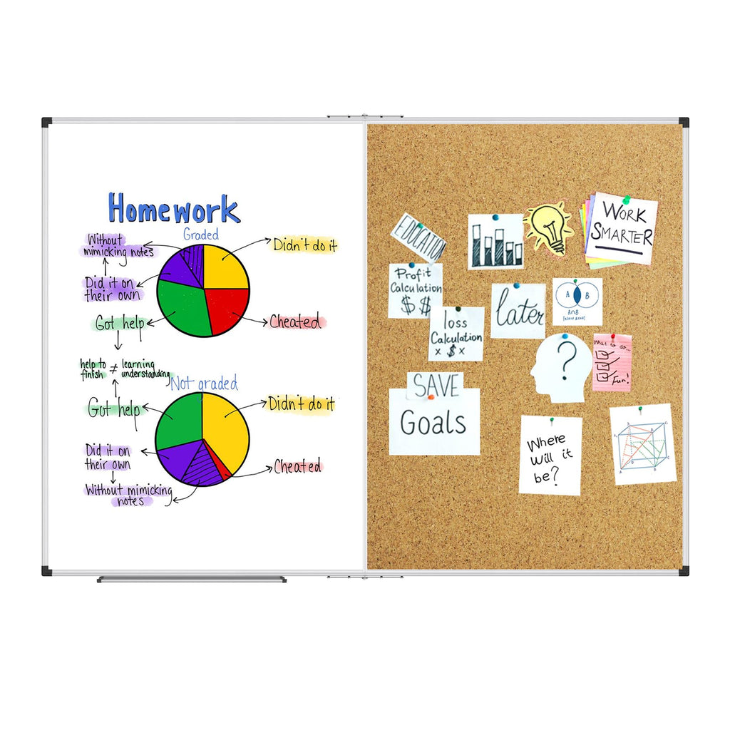 XBoard 24 x 18 Inch Wall-Mounted Office Cork Board, Notice Bulletin Board with Aluminum Frame