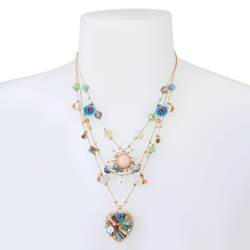 Betsey Johnson Womens Butterfly Charms Layered Necklace