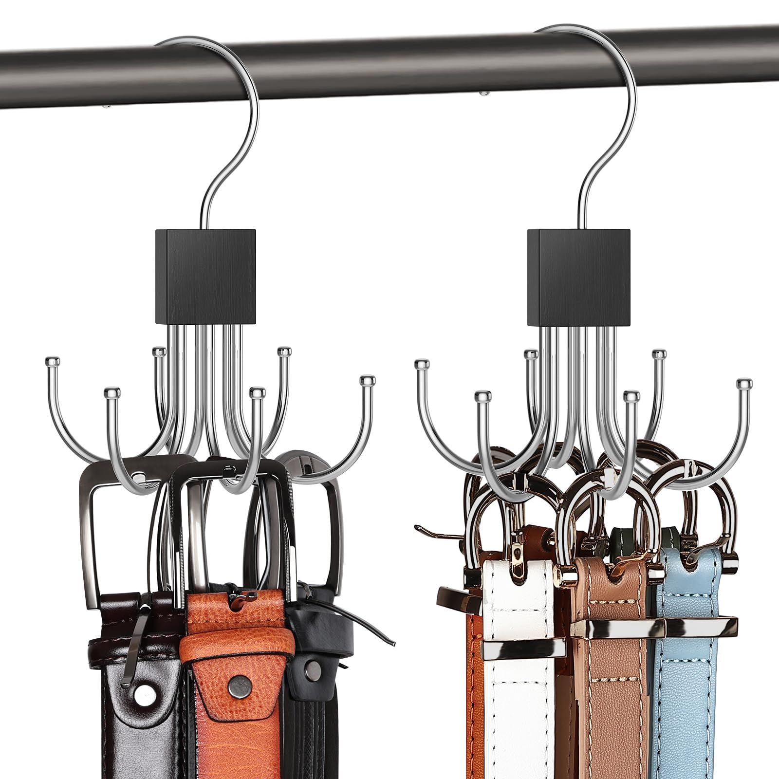 1 Pack Belt Hanger, Belt Organizer for Closet | 360° Rotatable, Max 24 Belt Storage, Space Saving, Closet Organizers and Storage