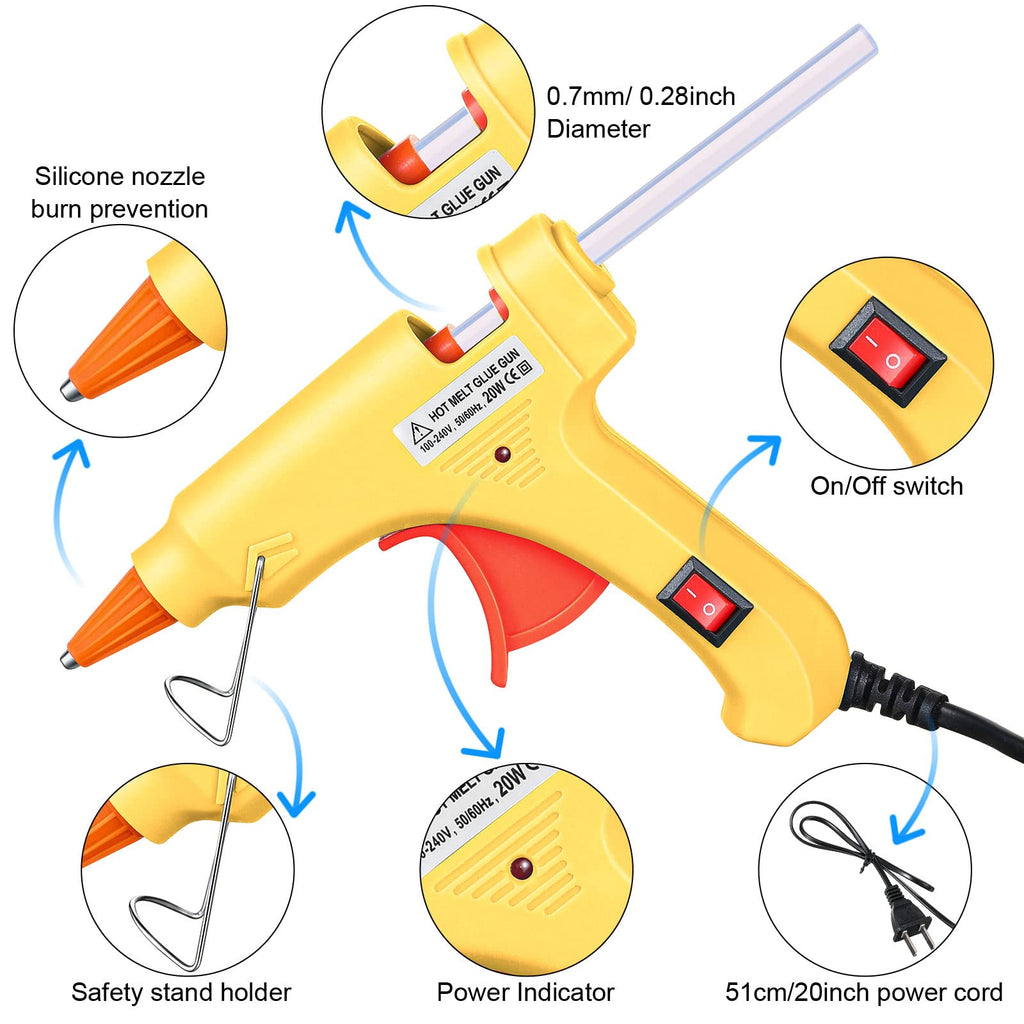 Zhengmy 6 Pcs Mini Glue Gun Crafts Hot Melt Guns Low Temp Glue with Burn Protection Fast Preheating and Easy Squeeze Trigger for School DIY Arts Class Projects Home Quick Repairs, 20 W (Multicolor)