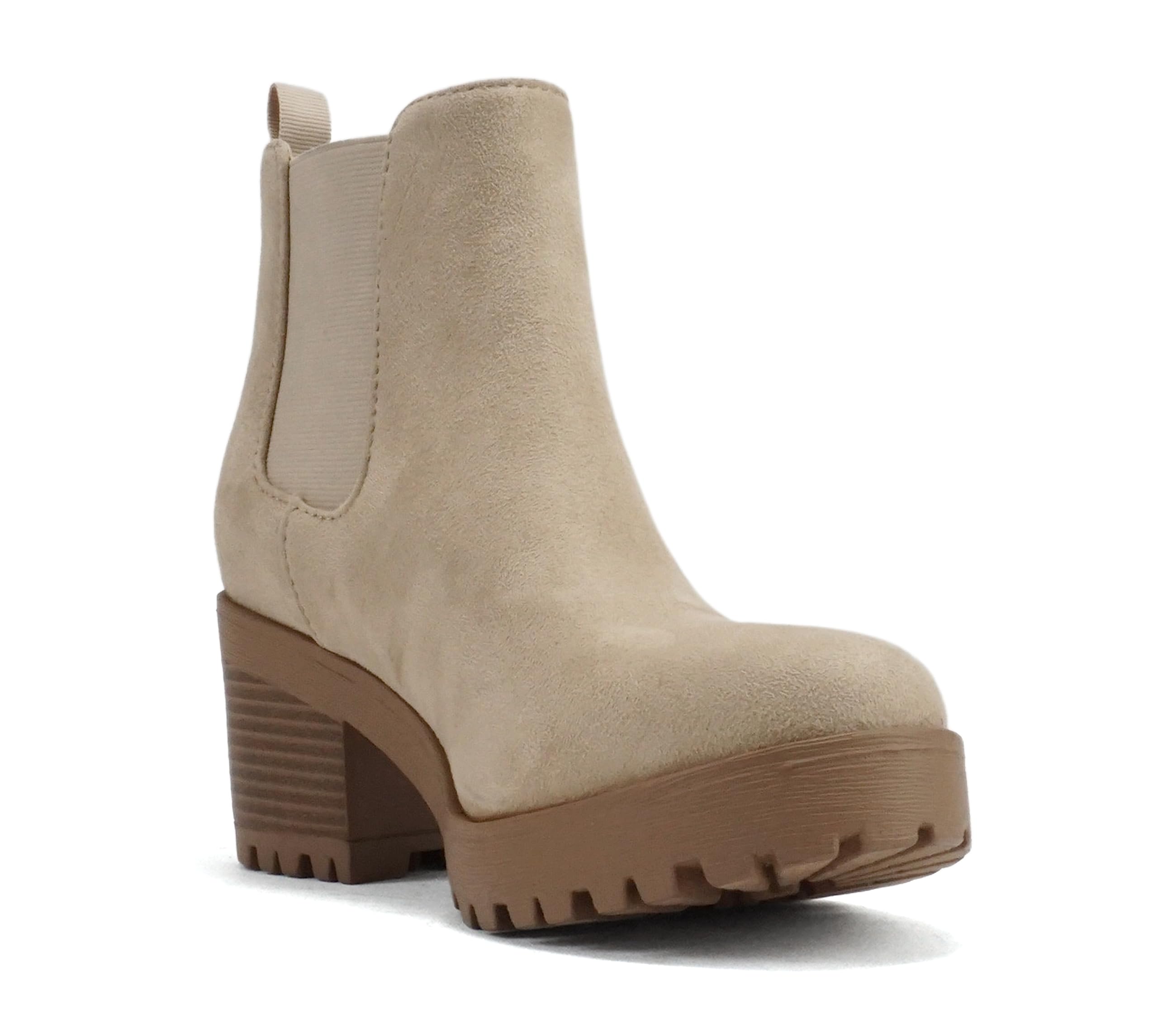 Soda Top Shoes Jaber Ankle Boot W Lug Sole Elastic Gore and Chunky Heel