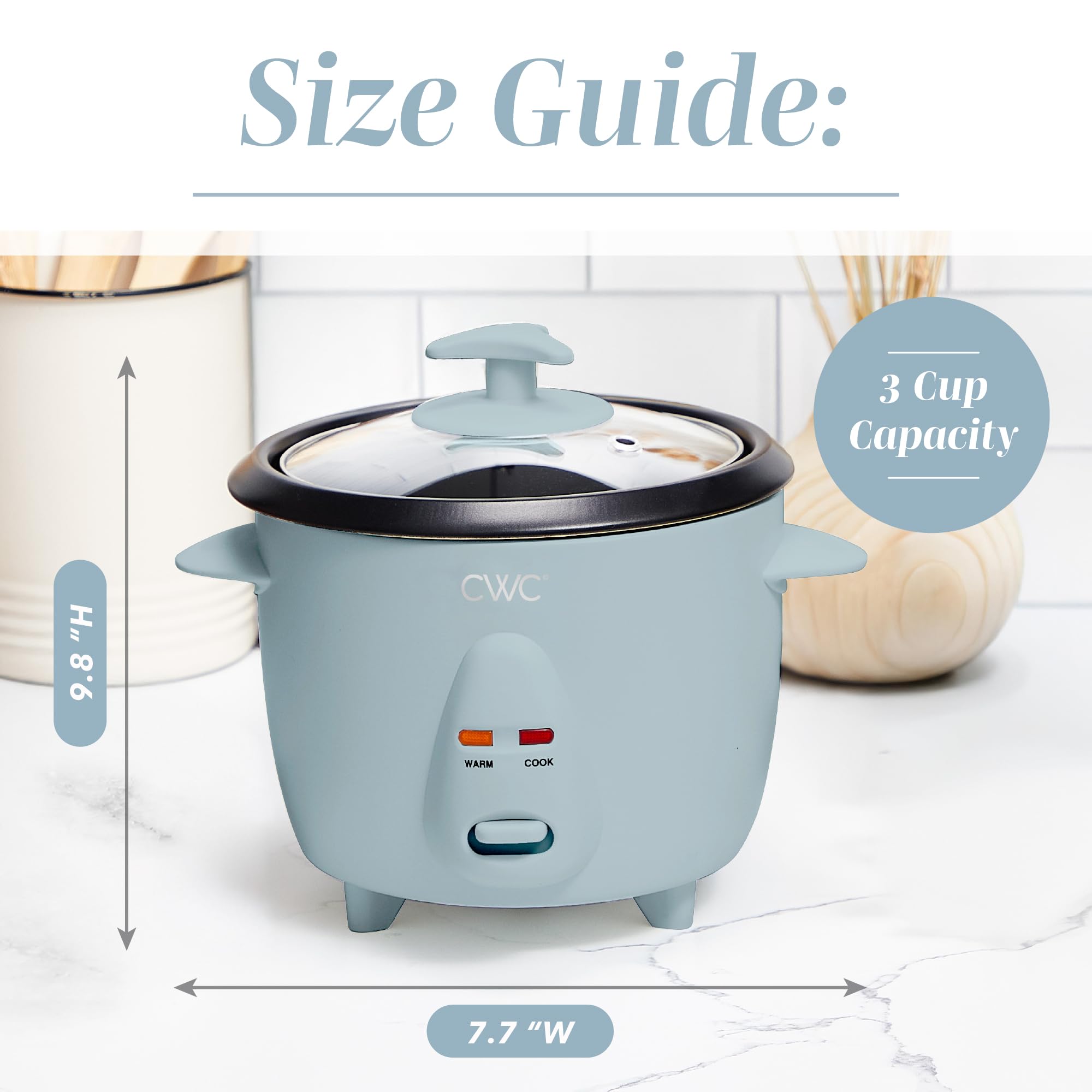COOK WITH COLOR 6 Cup Rice Cooker 300W - Effortless Cooking and Perfectly, Cooks 3 Cups of Raw Rice for 6 Cups of Cooked Rice, Floral Blue